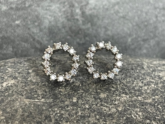 Halo Sparkle Earrings in 925 Sterling Silver with Cubic Zirconia