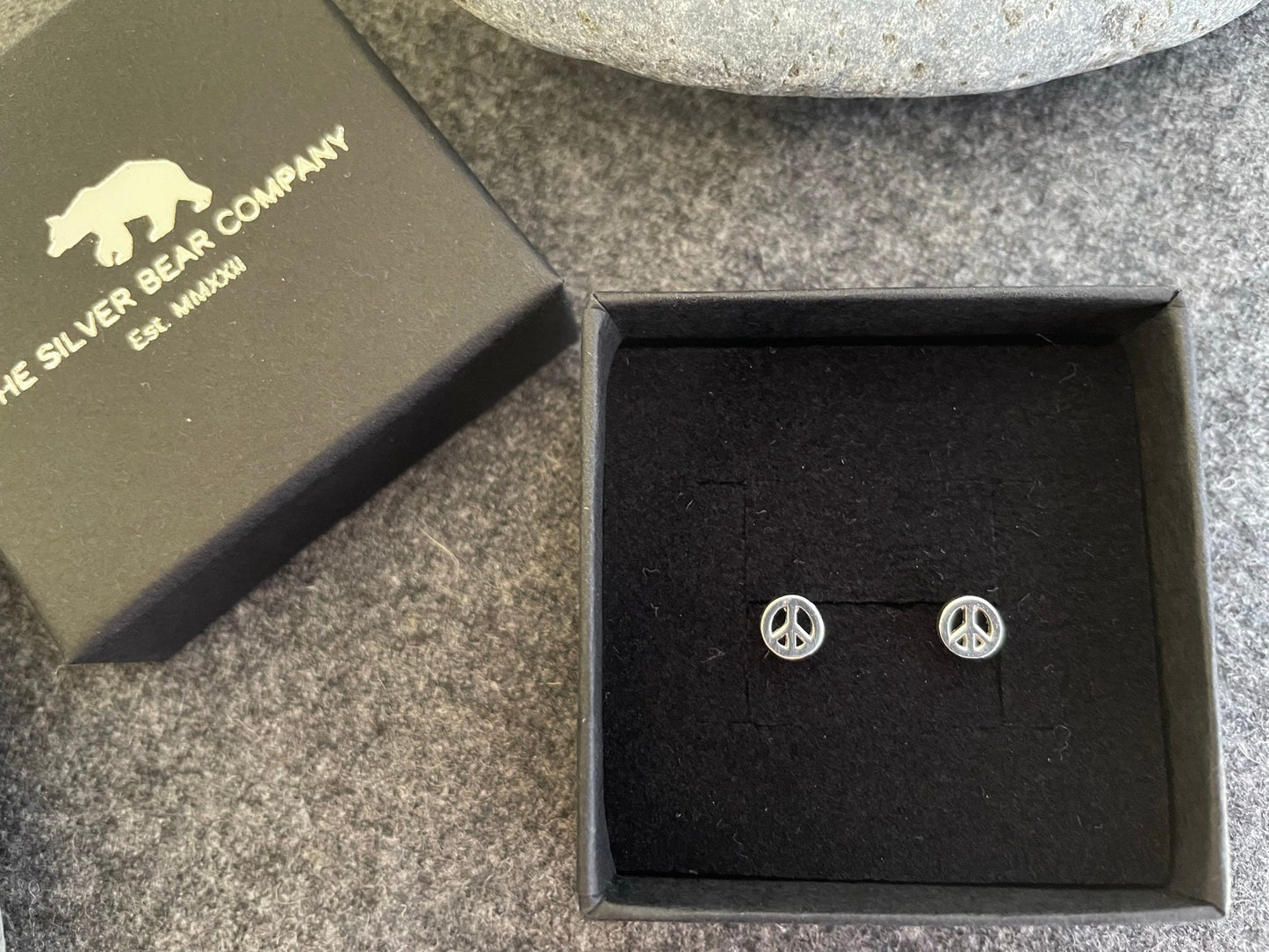 Peace (small) - 925 Sterling Silver Plain Stud Earrings