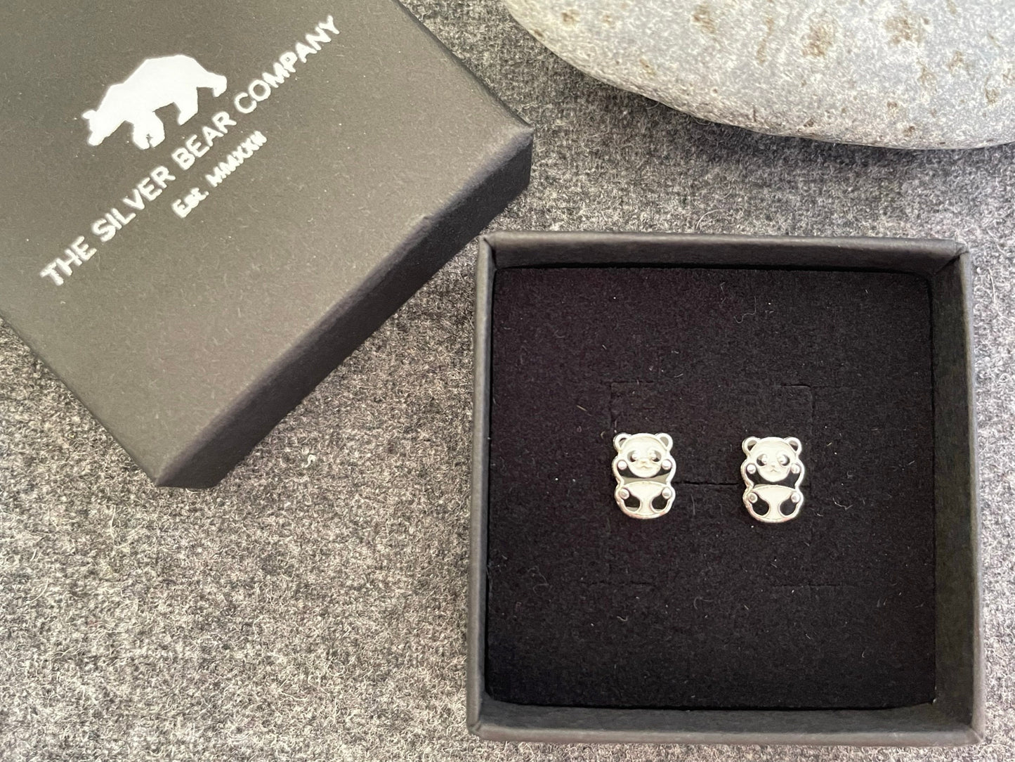 Panda - 925 Sterling Silver Colourful Stud Earrings Boxed