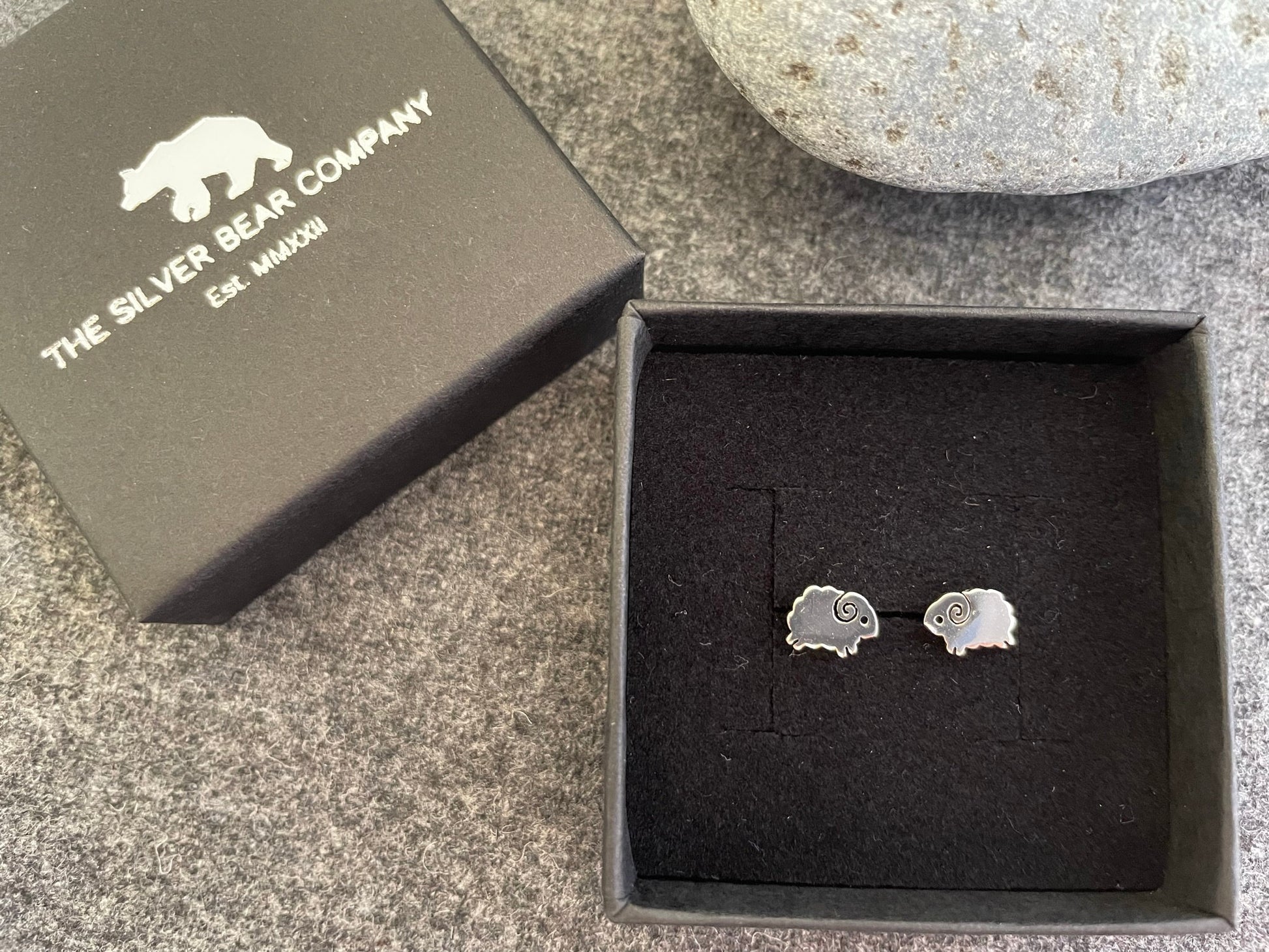 Sheep - 925 Sterling Silver Plain Stud Earrings
