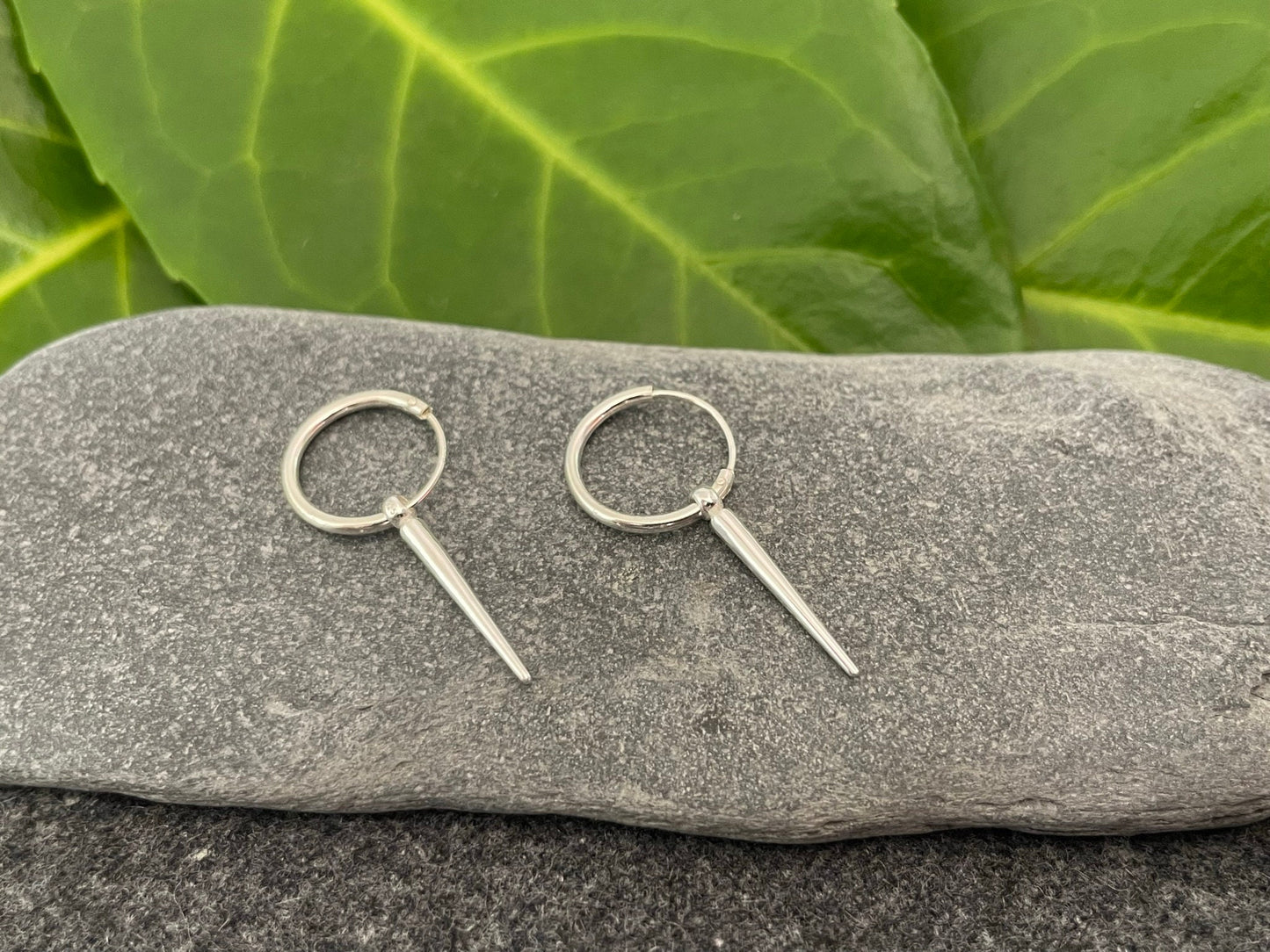 Spike Drop - 925 Sterling Silver Hoop Earrings - Boxed