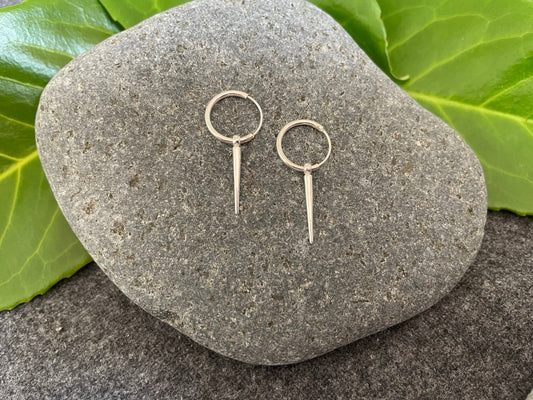 Spike Drop - 925 Sterling Silver Hoop Earrings - Boxed