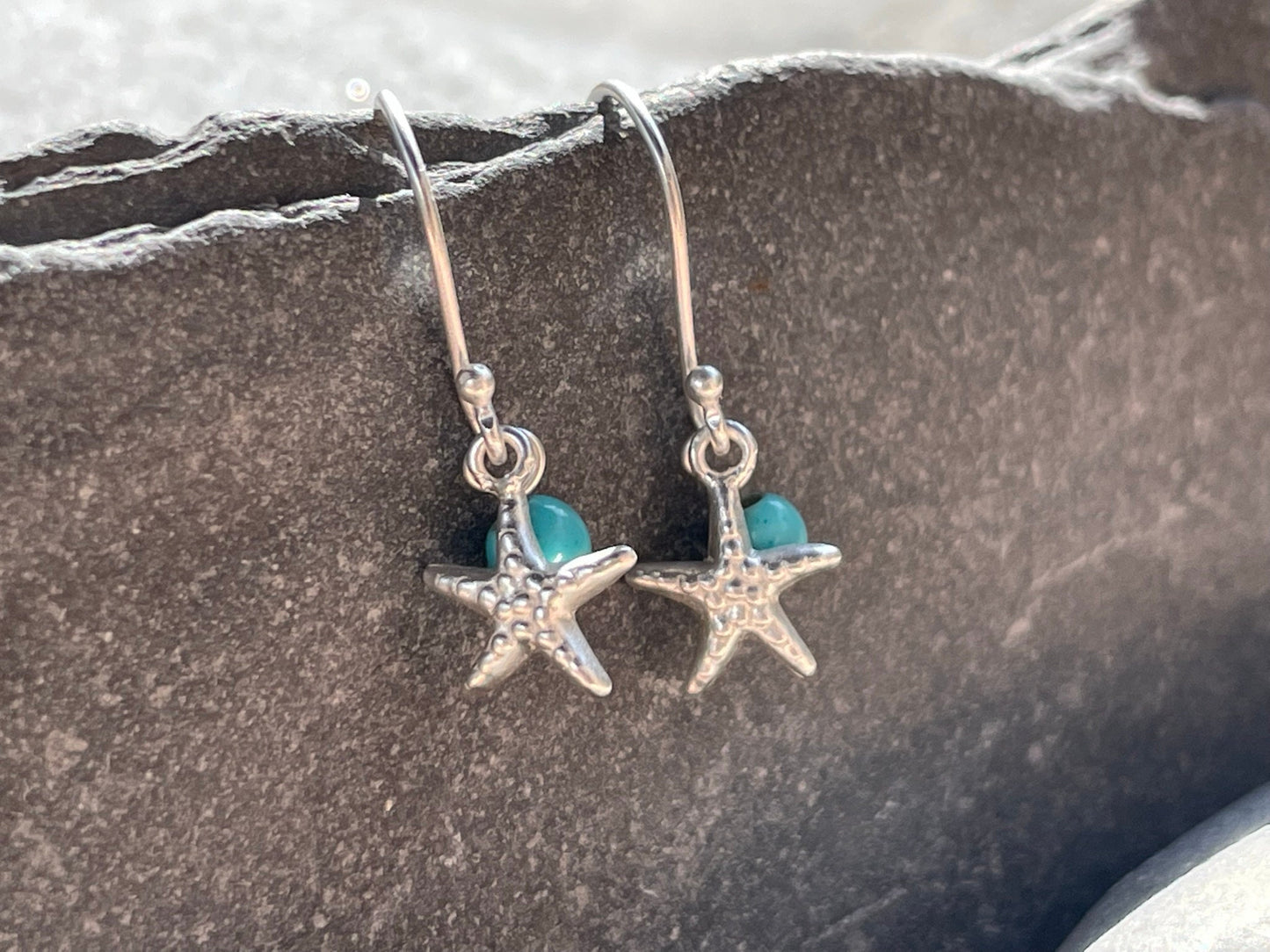Starfish - 925 Sterling Silver Drop Earrings