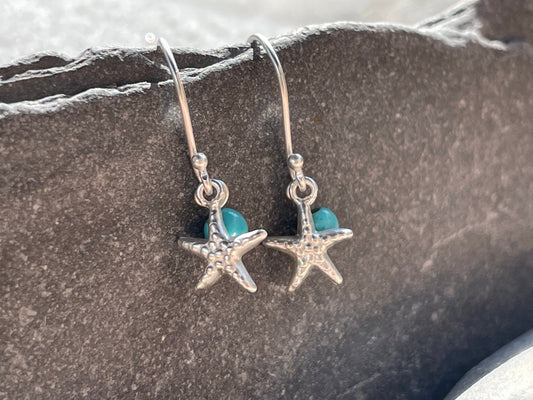 Starfish - 925 Sterling Silver Drop Earrings