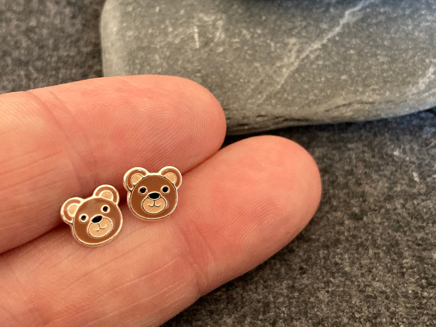 Teddy Bear Earrings in 925 Sterling Silver