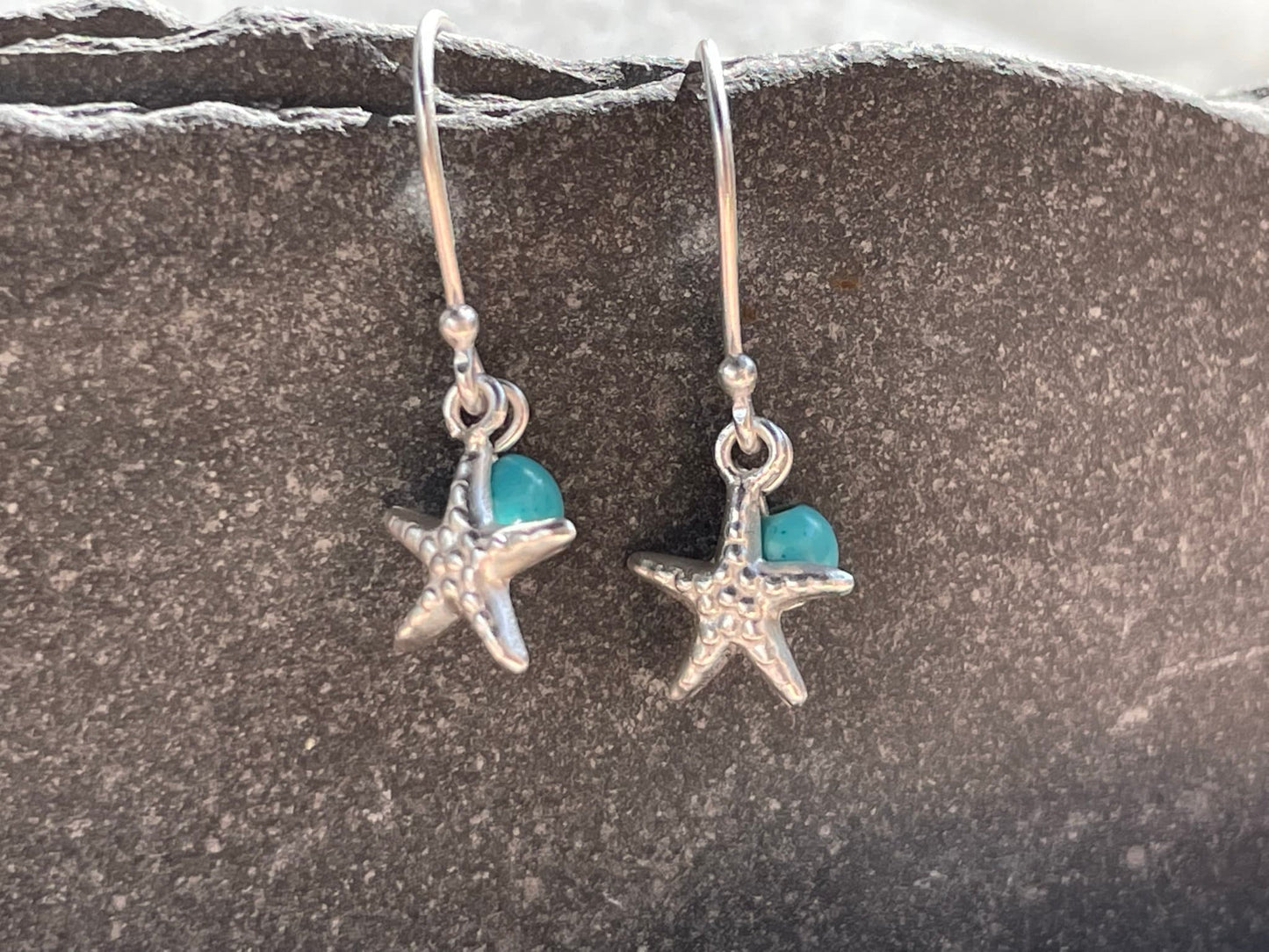 Starfish - 925 Sterling Silver Drop Earrings