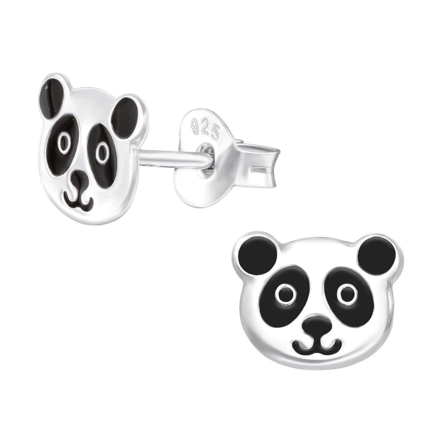 Panda Face - 925 Sterling Silver Colourful Stud Earrings - Boxed