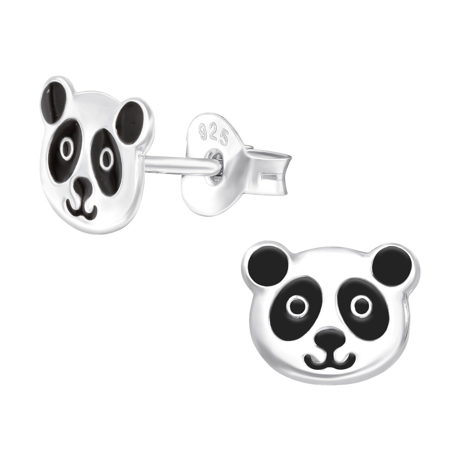 Panda Face - 925 Sterling Silver Colourful Stud Earrings - Boxed