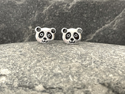 Panda Face - 925 Sterling Silver Colourful Stud Earrings - Boxed