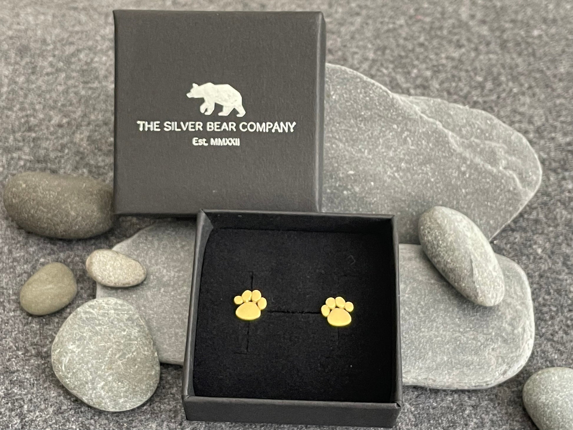 Pawprint - 14ct Gold Plated 925 Sterling Silver Stud Earrings