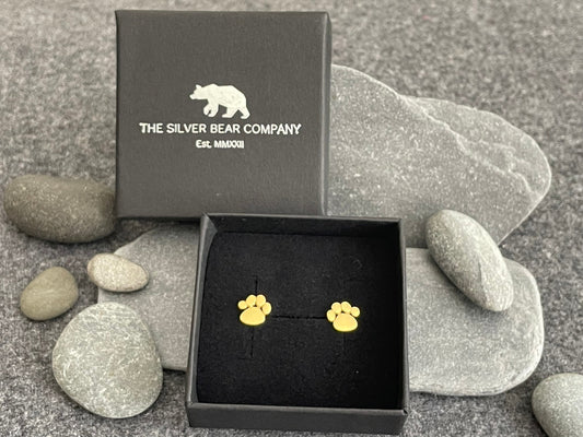 Pawprint - 14ct Gold Plated 925 Sterling Silver Stud Earrings