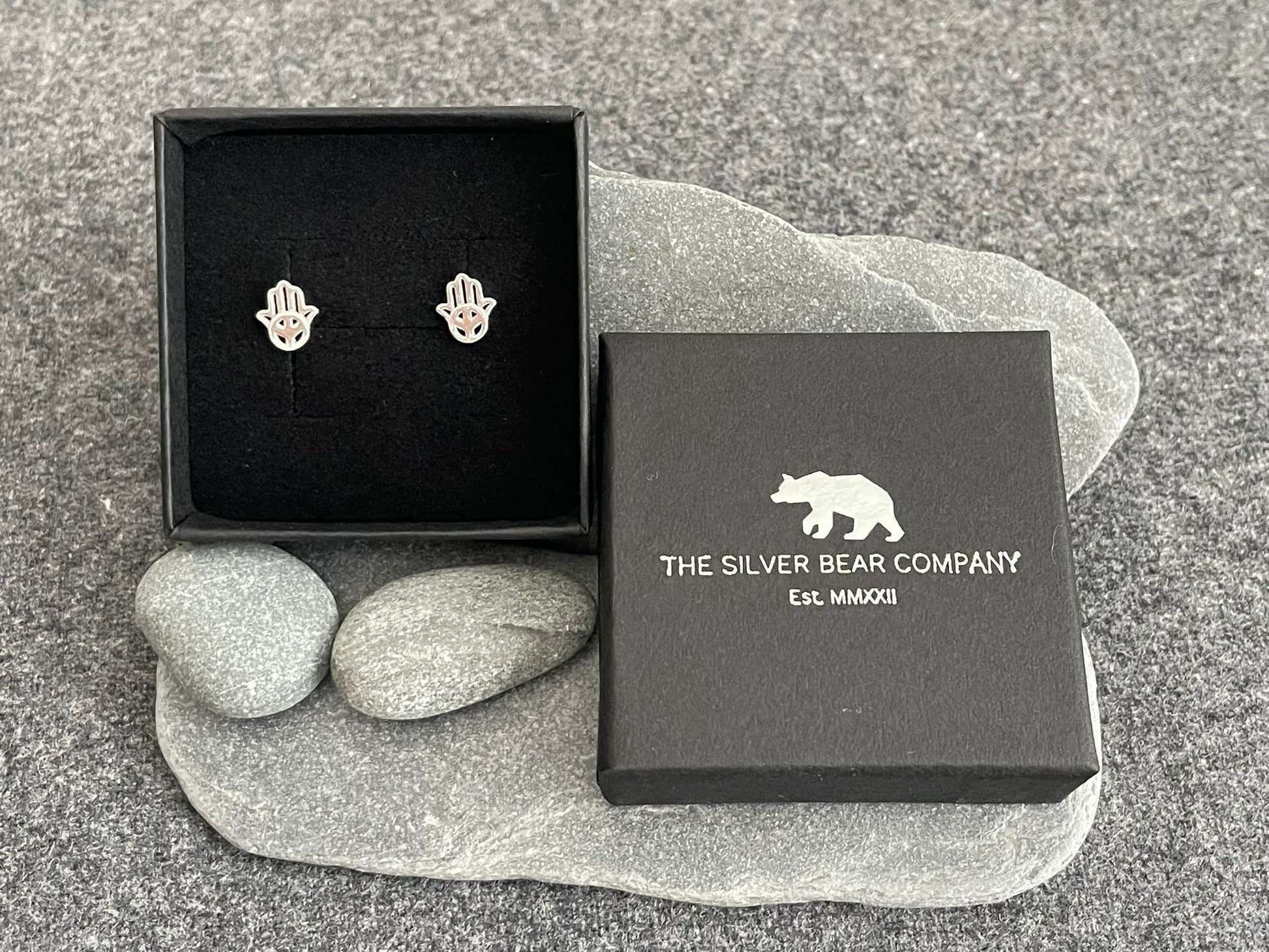 Hamsa Peace Hand Earrings in 925 Sterling Silver