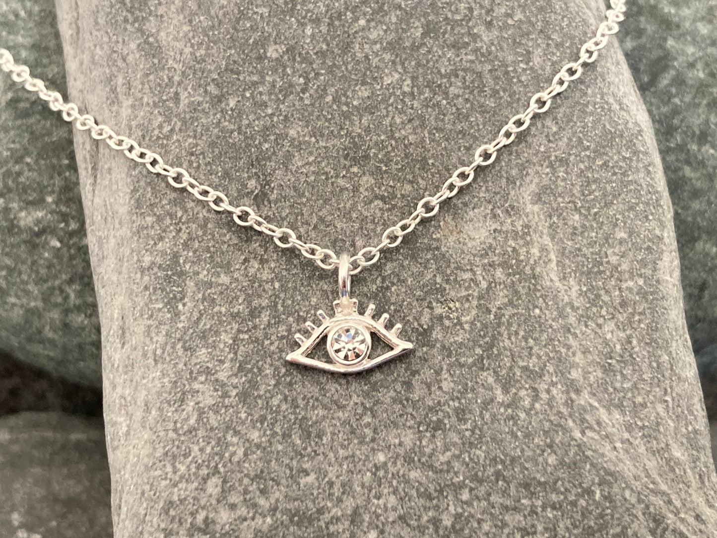 Third Eye Pendant Necklace in 925 Sterling Silver with Cubic Zirconia CZ