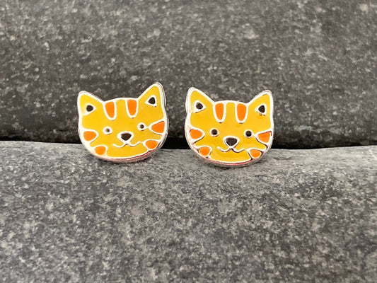 Pussy Cat - 925 Sterling Silver Colourful Stud Earrings