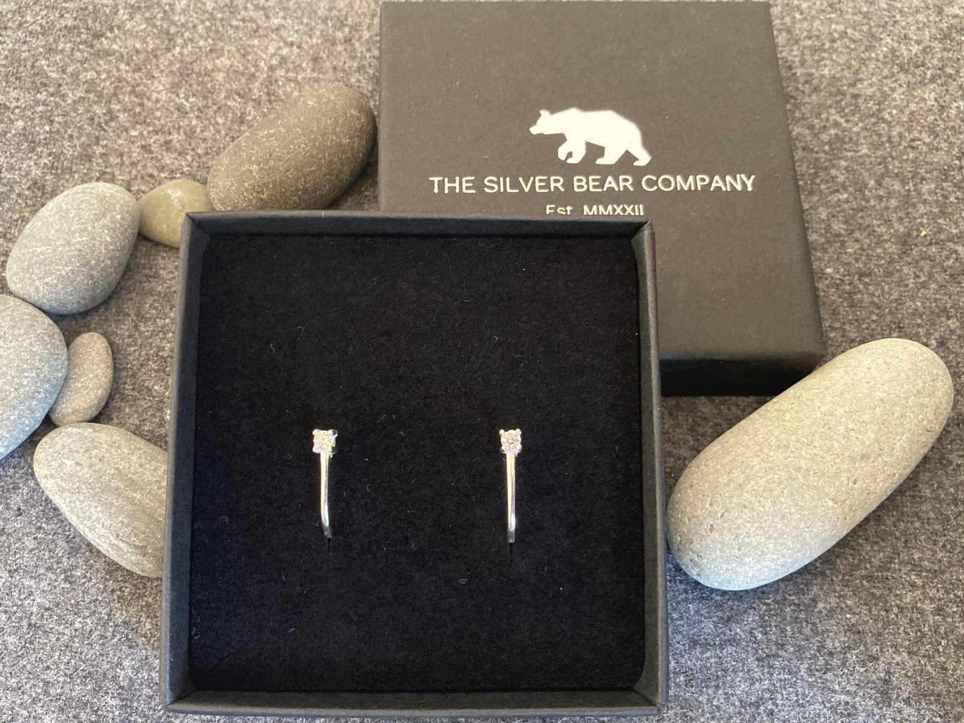 Sterling Silver CZ Half Hoop Earrings: Elegant Minimalist Design