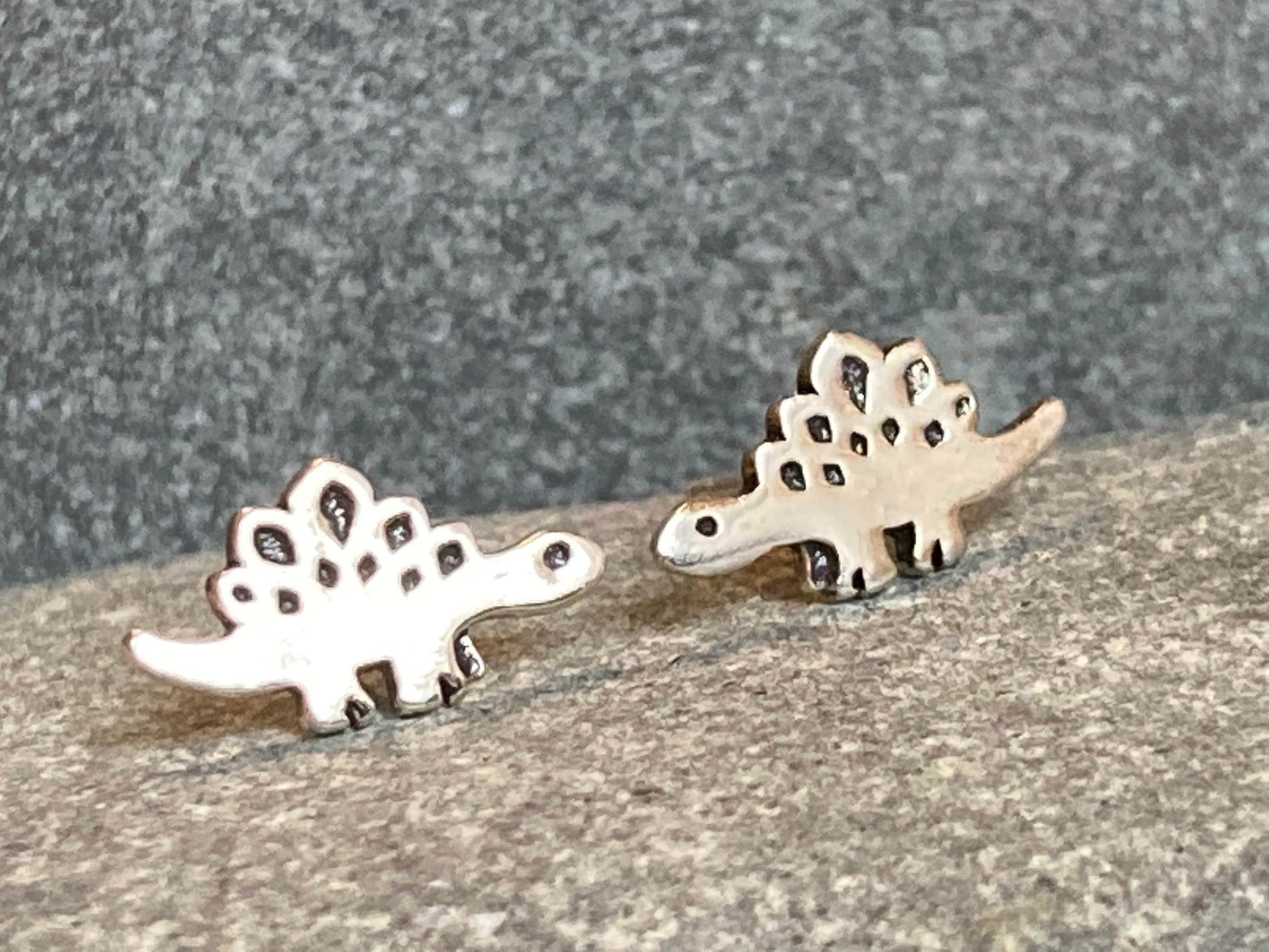 Dinosaur Stegosaurus Earrings in 925 Sterling Silver
