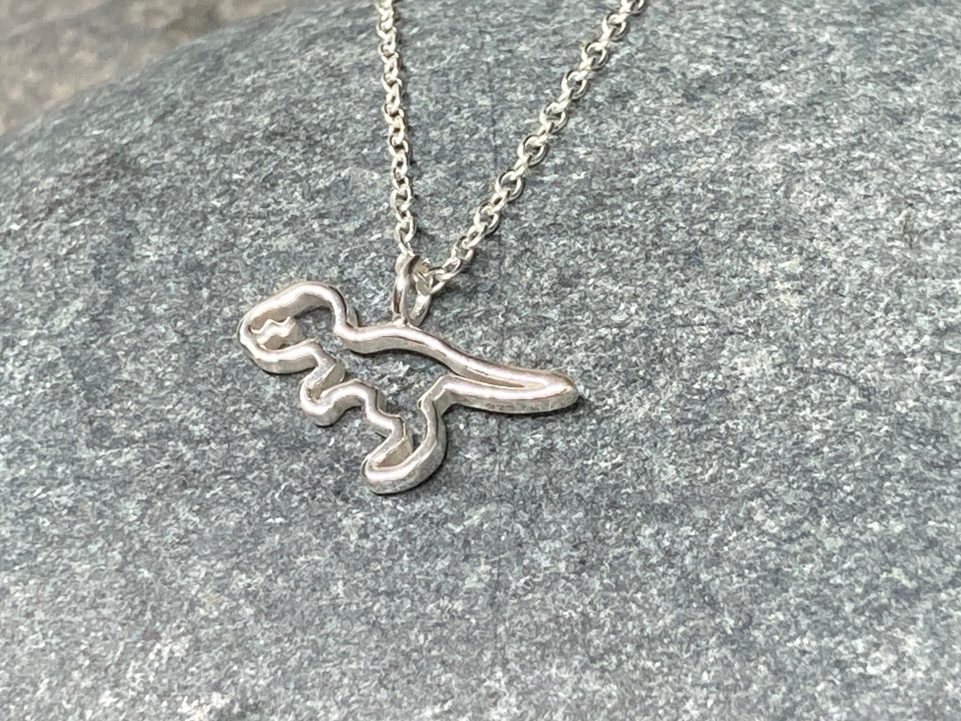 Tyrannosaurus Rex (T-Rex) Dinosaur Pendant Necklace in 925 Sterling Silver