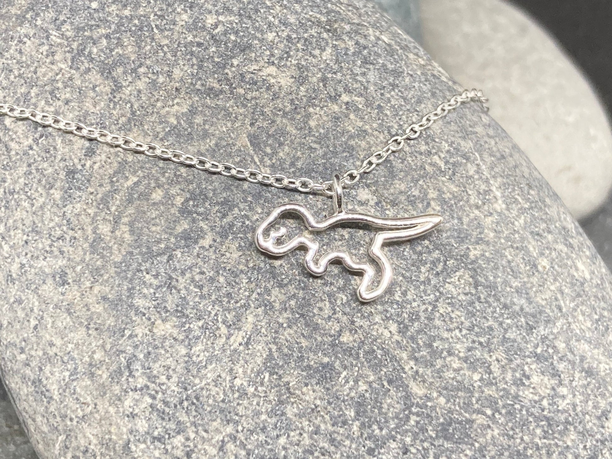 T-Rex Tyrannosaurus Rex Dinosaur - 925 Sterling Silver Plain Necklace Boxed