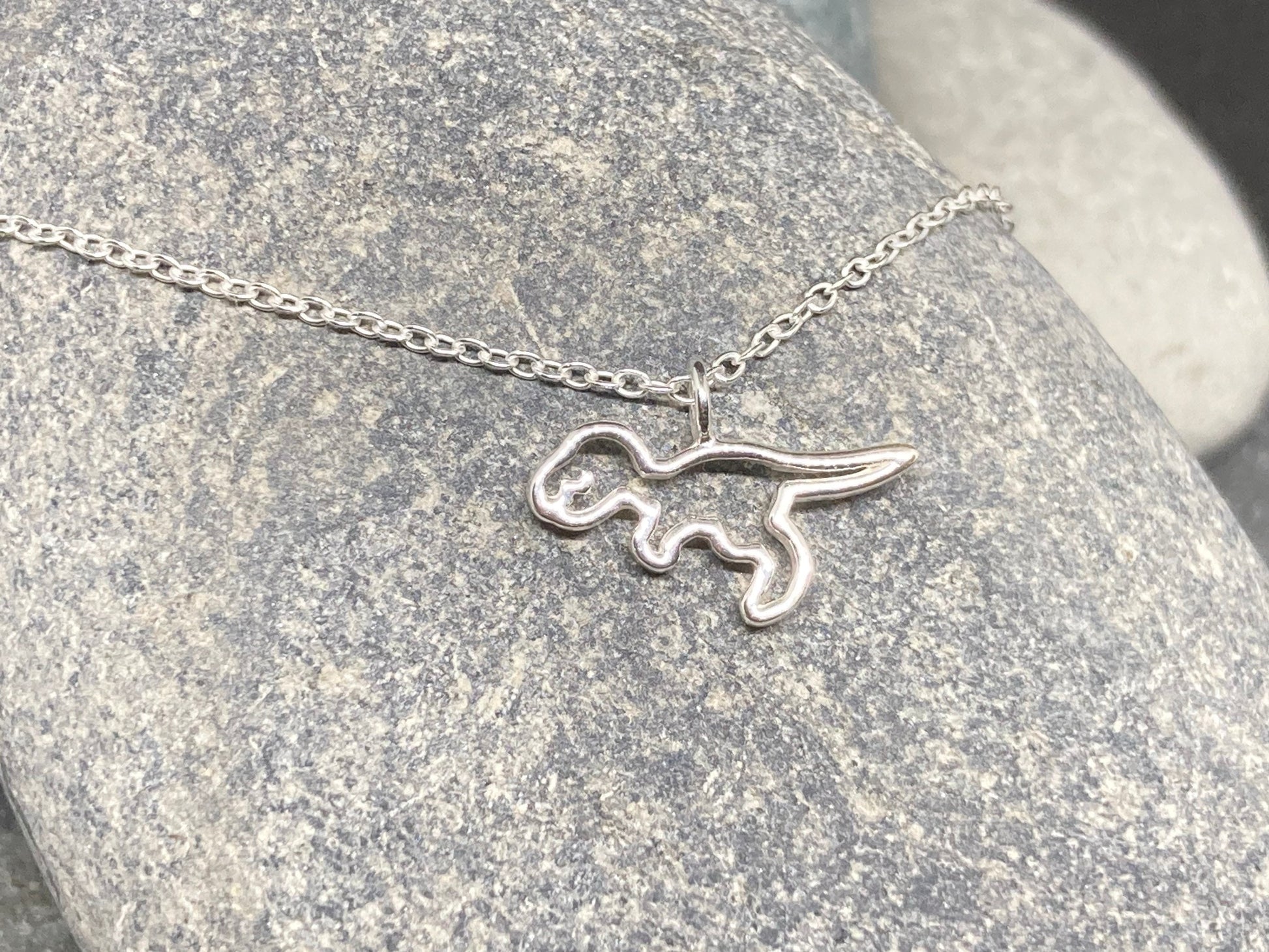 Tyrannosaurus Rex (T-Rex) Dinosaur Pendant Necklace in 925 Sterling Silver