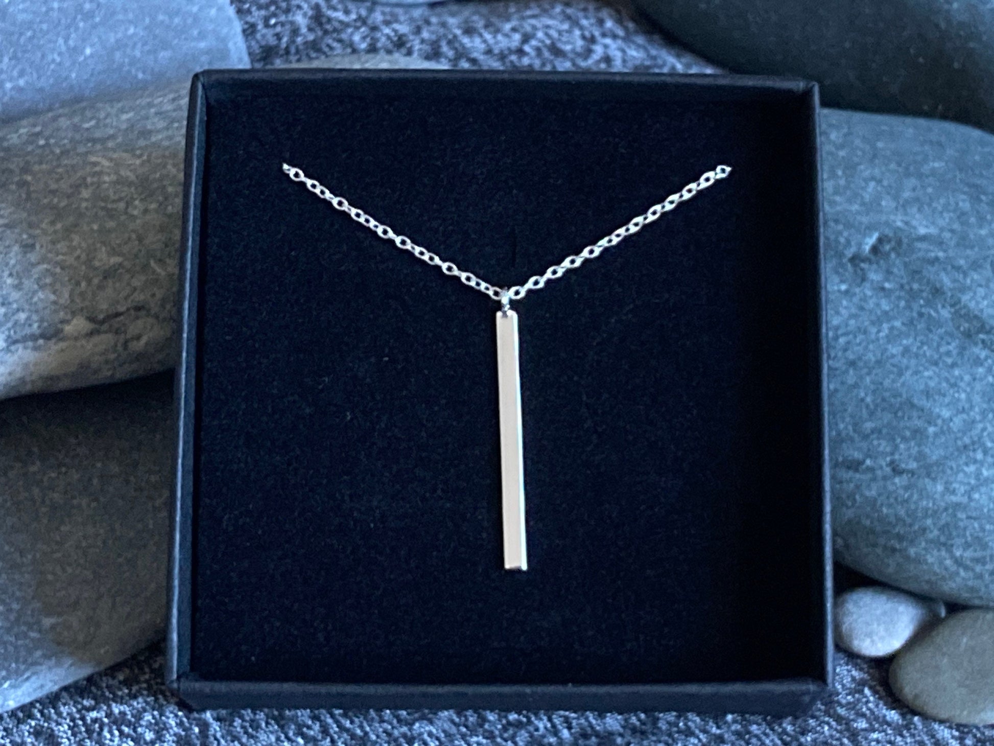 Bar Drop - 925 Sterling Silver Necklace and Pendant - Boxed