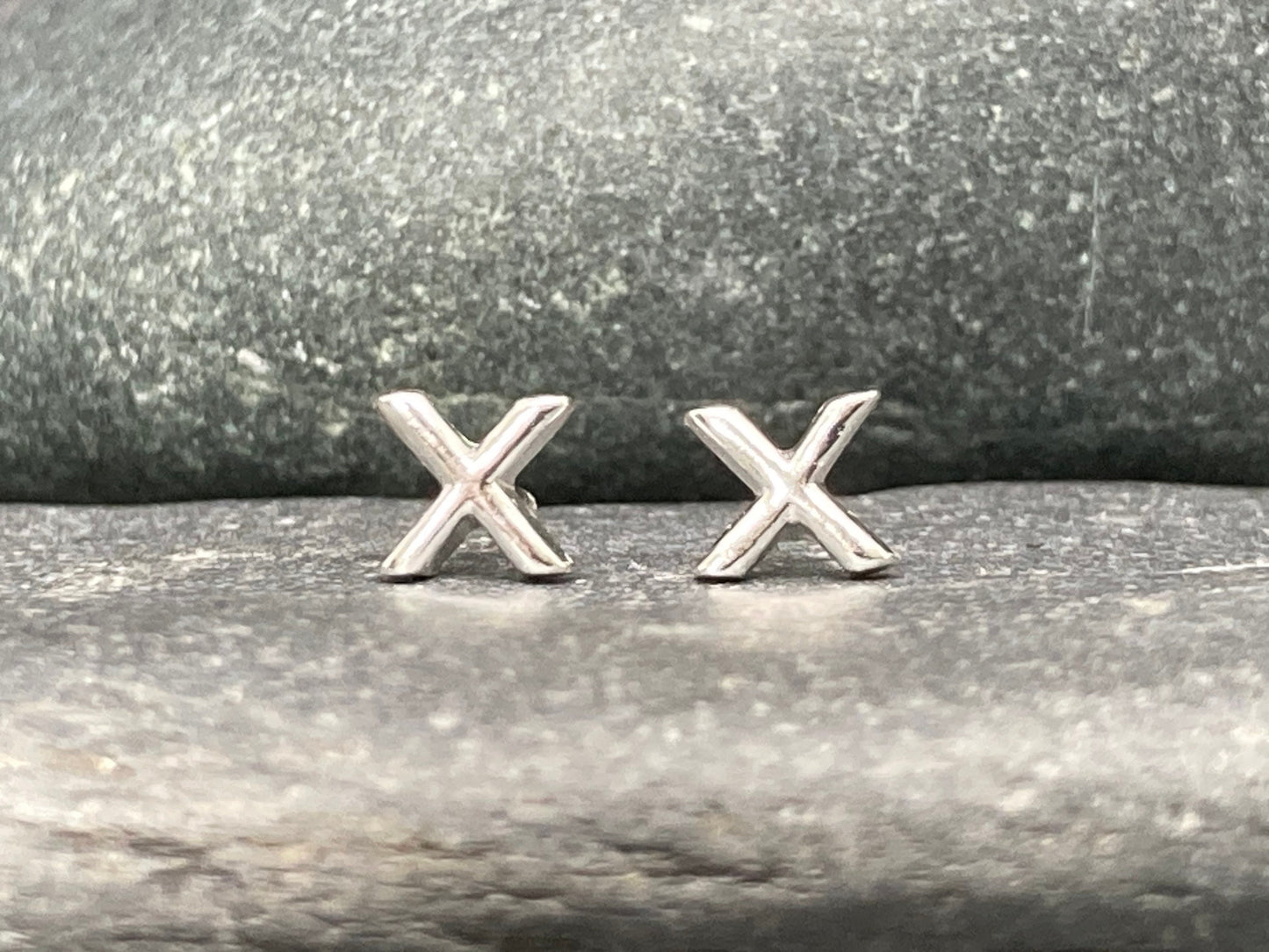 Mini Kiss X - 925 Sterling Silver Stud Earrings