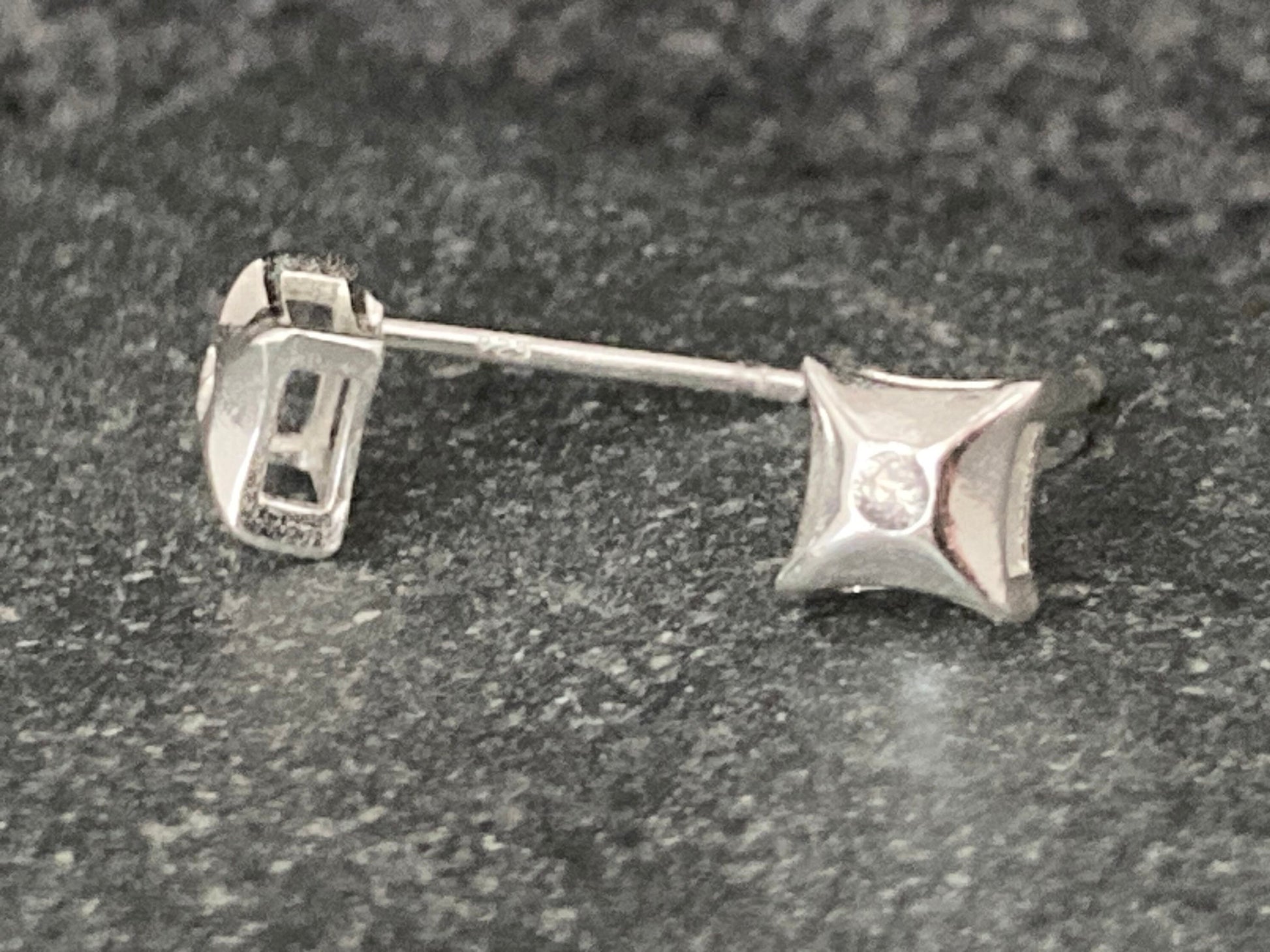 Square Cushion - 925 Sterling Silver Cubic Zirconia CZ Stud Earrings with raised gallery