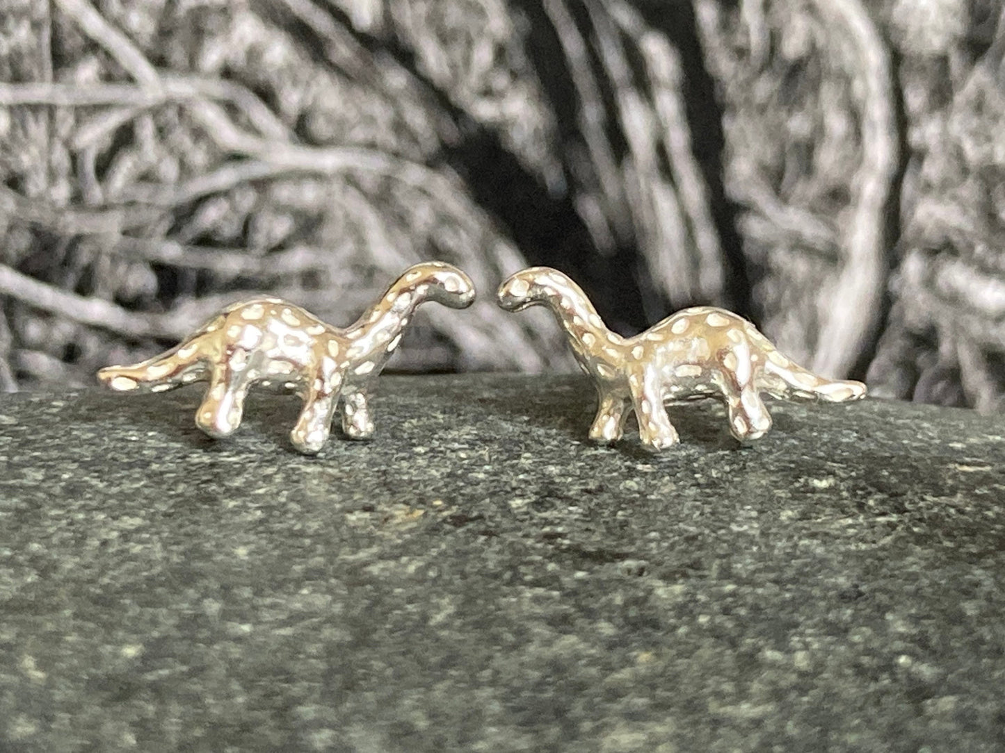 Dinosaur Brontosaurus - 925 Sterling Silver Stud Earrings - Boxed