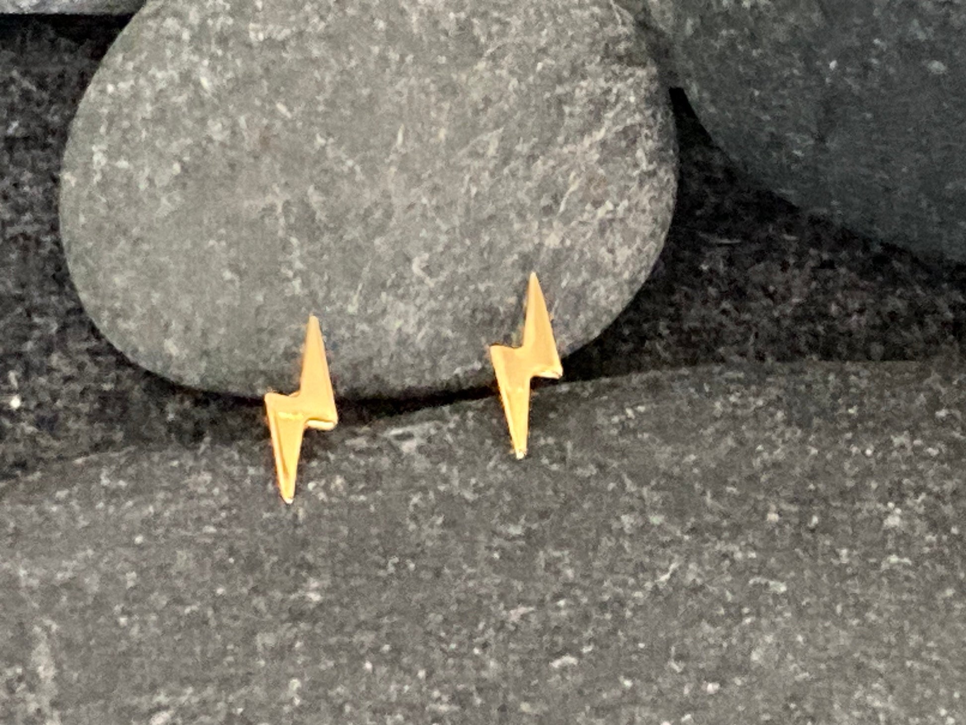 Lightning Bolt (small) - 925 Sterling Silver 14ct Gold Plated Plain Stud Earrings