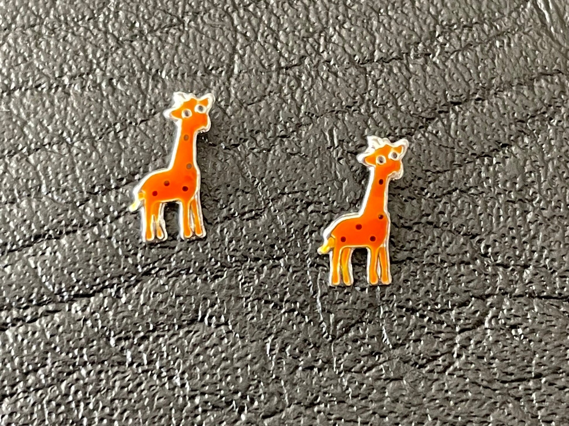 Giraffe - 925 Sterling Silver Colourful Children’s Stud Earrings - The Silver Bear Company