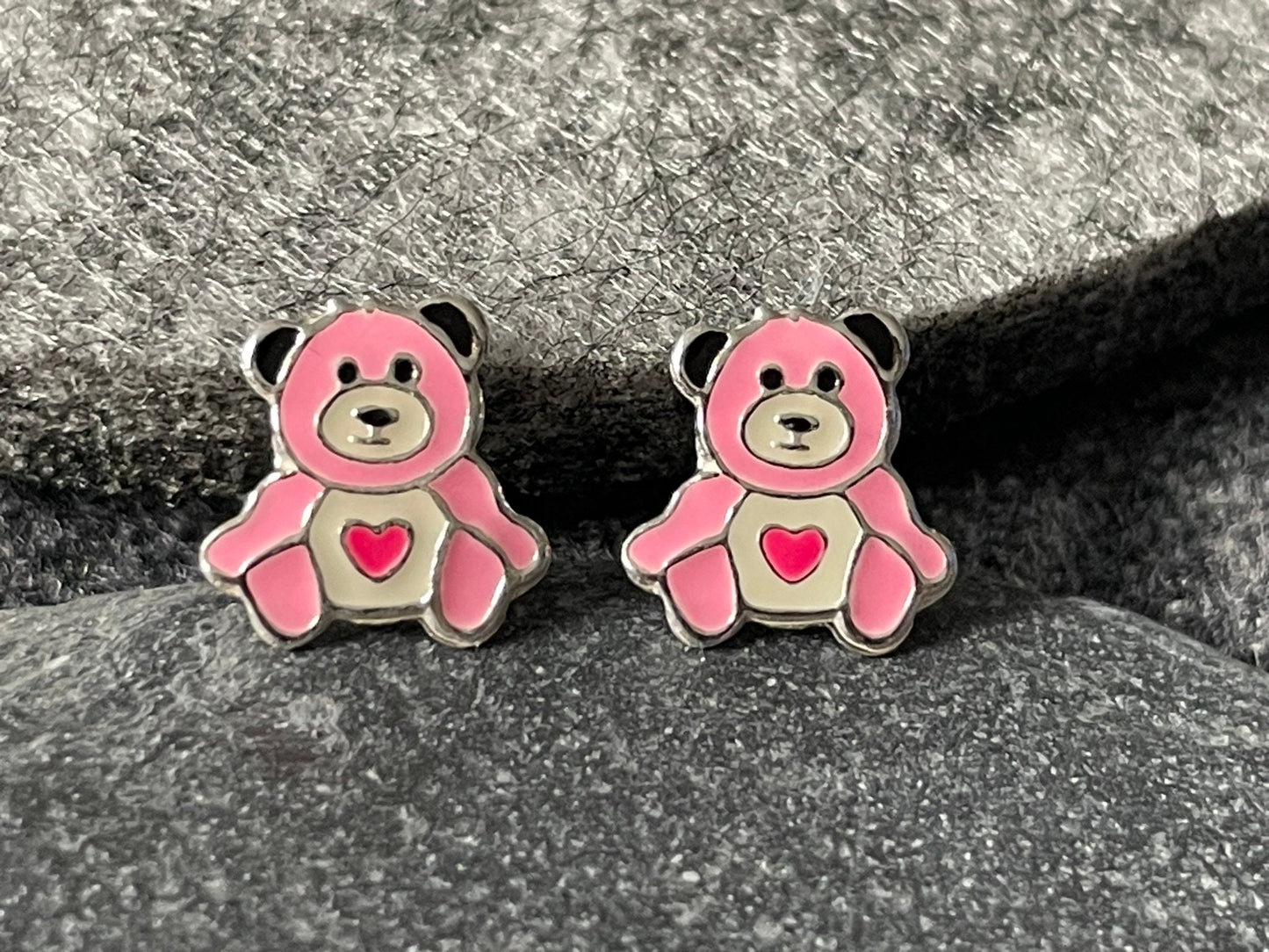Care Bear Heart - 925 Sterling Silver Colourful Ear Studs