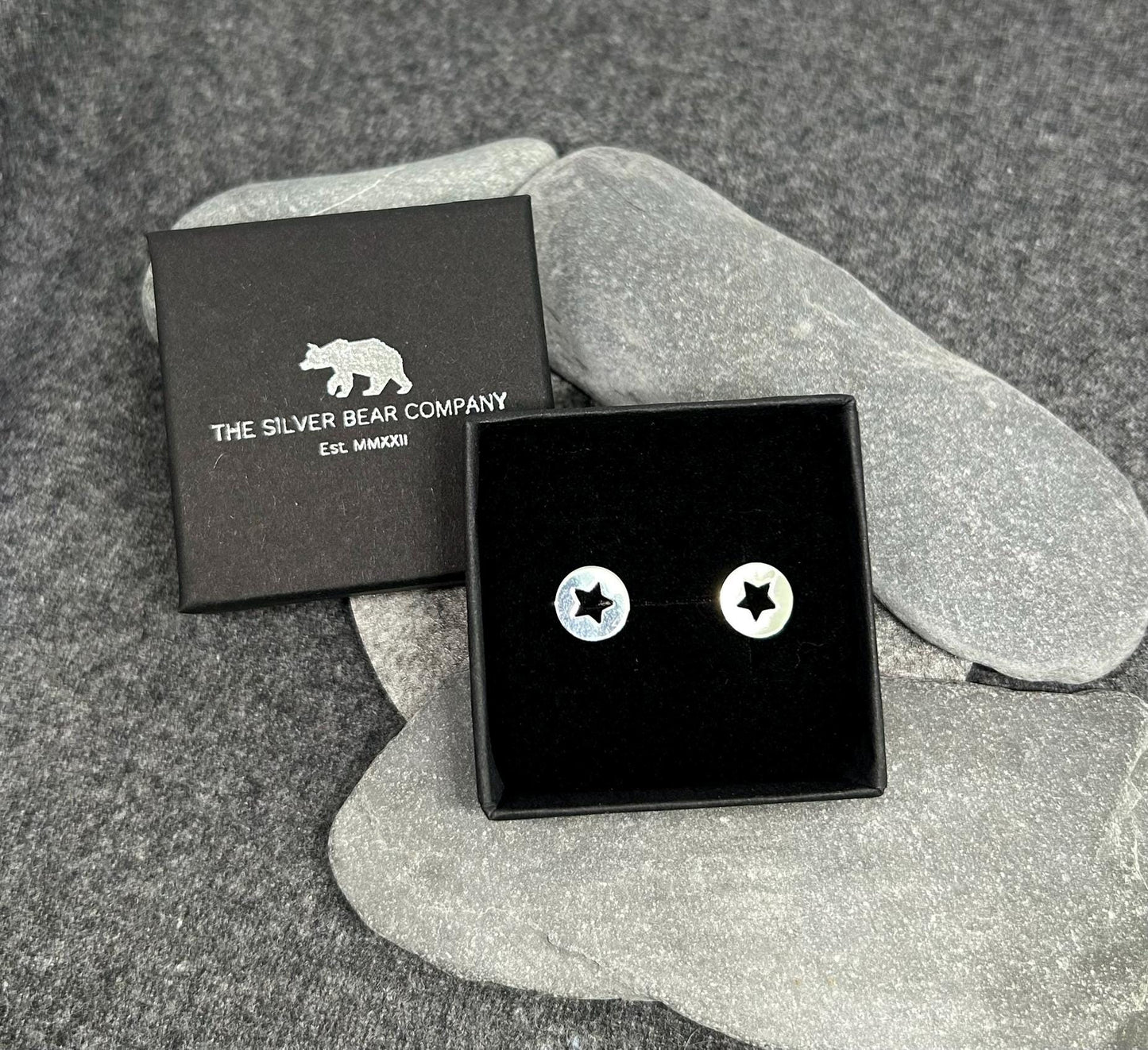 Star Disc - 925 Sterling Silver Plain Ear Studs