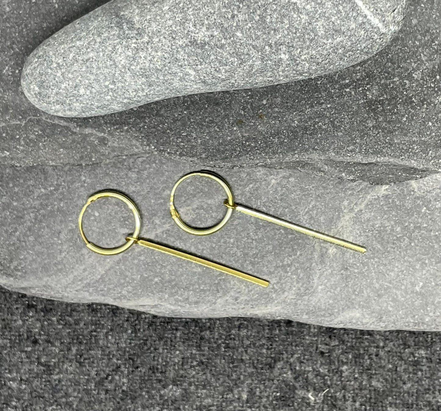 Bar Hoop Earrings in Gold Plated 925 Sterling Silver