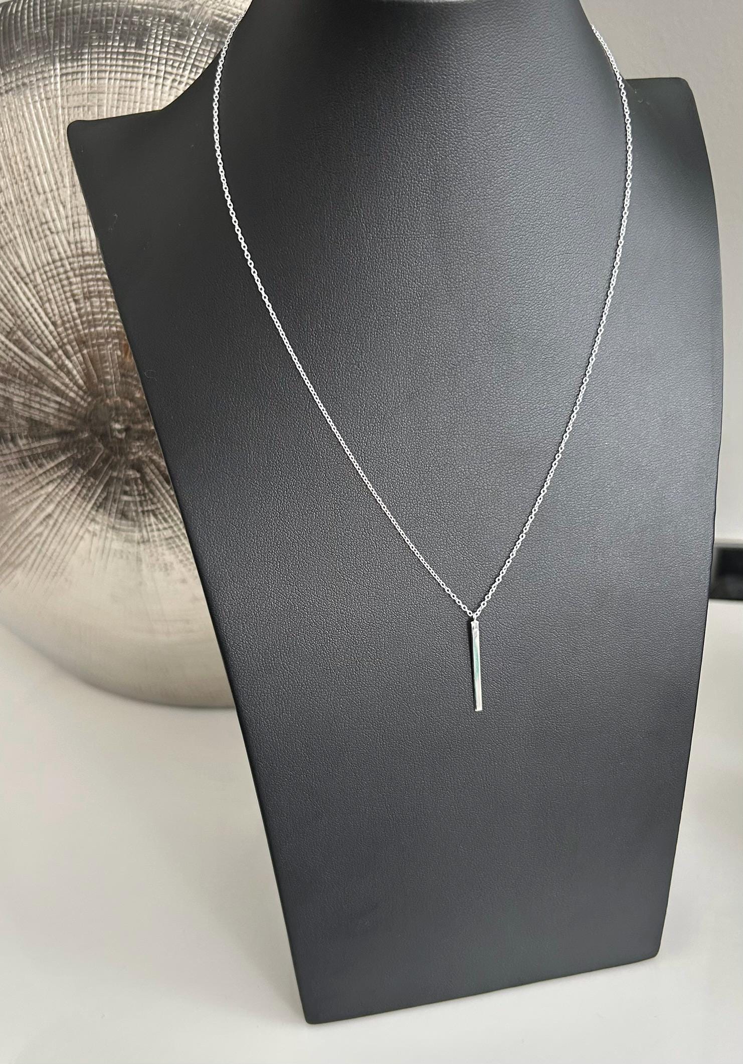 Bar Drop - 925 Sterling Silver Necklace and Pendant - Boxed