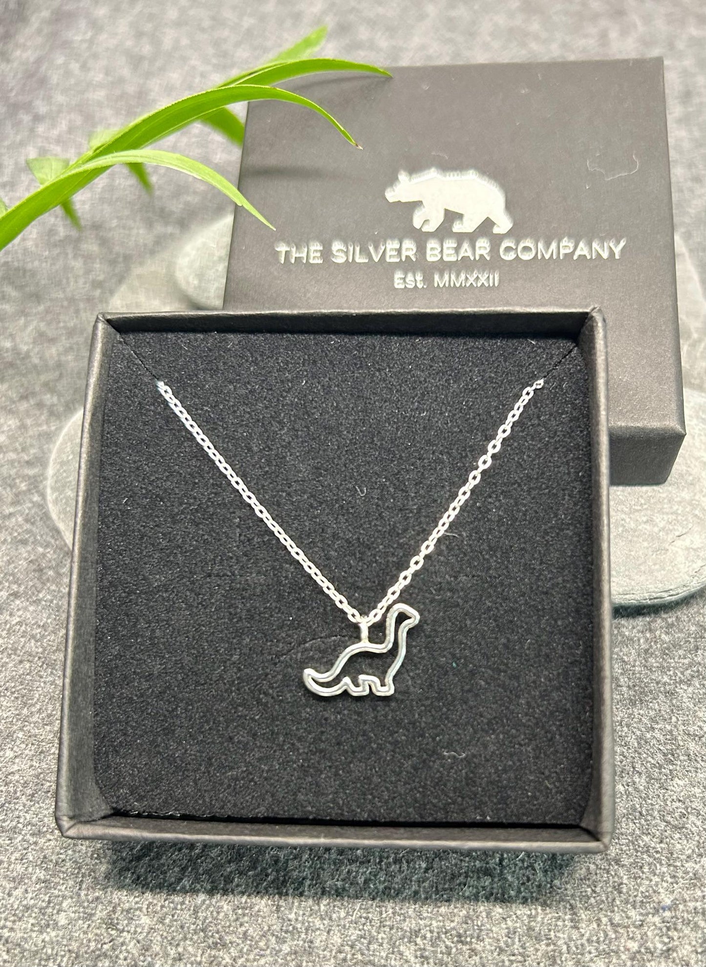 Dinosaur Brontosaurus - 925 Sterling Silver Plain Necklace - Boxed