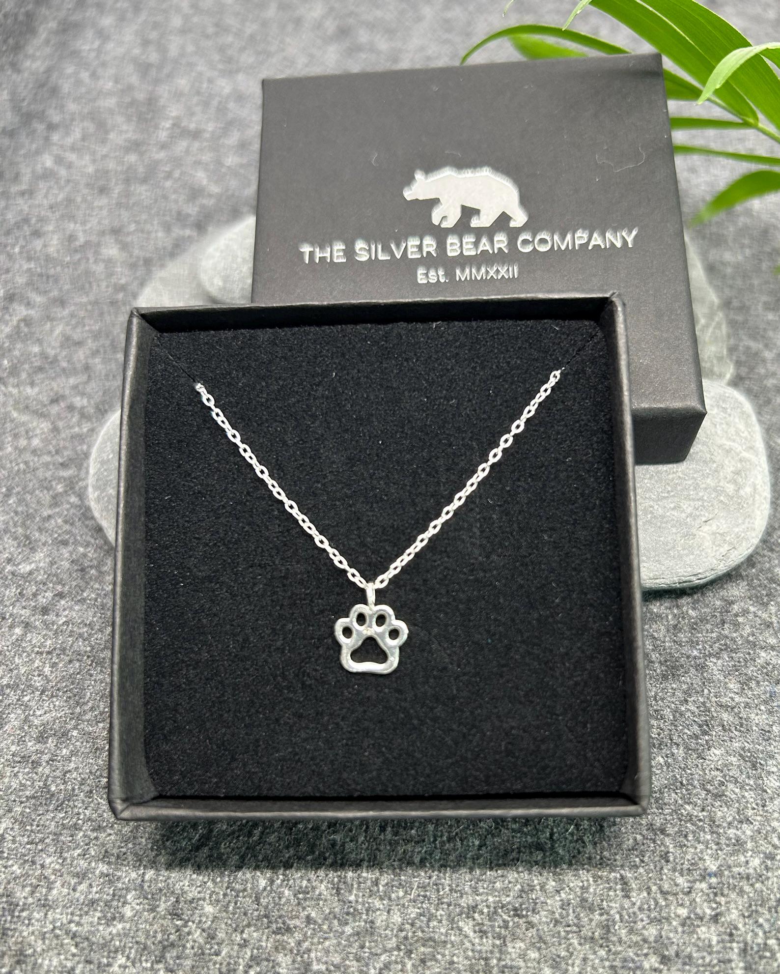 Dog Paw Print - 925 Sterling Silver Plain Pendant Necklace