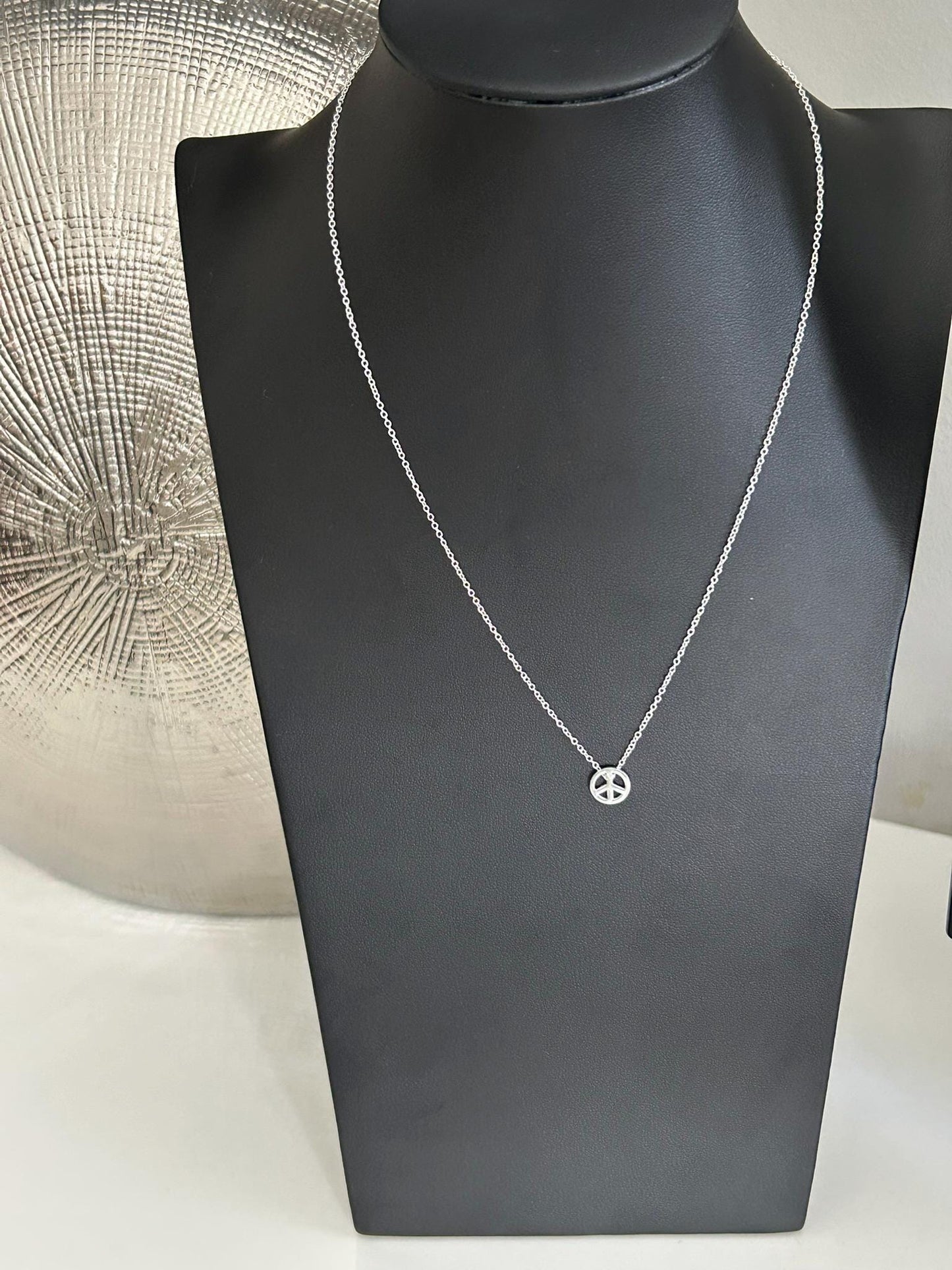 Peace Symbol - 925 Sterling Silver Plain Necklace Boxed