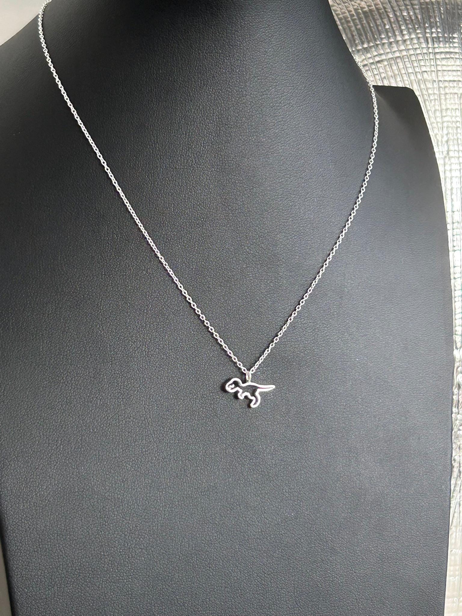 T-Rex Tyrannosaurus Rex Dinosaur - 925 Sterling Silver Plain Necklace Boxed