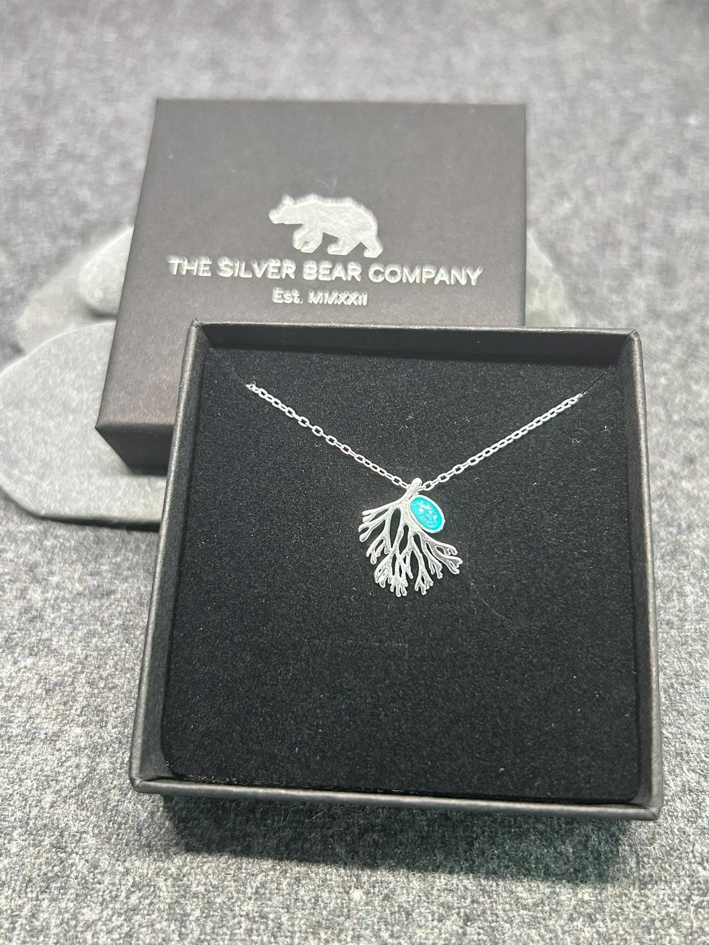 Coral Reef - 925 Sterling Silver Pendant and Necklaces (Aqua Opal & Silver), Gift‑Ready