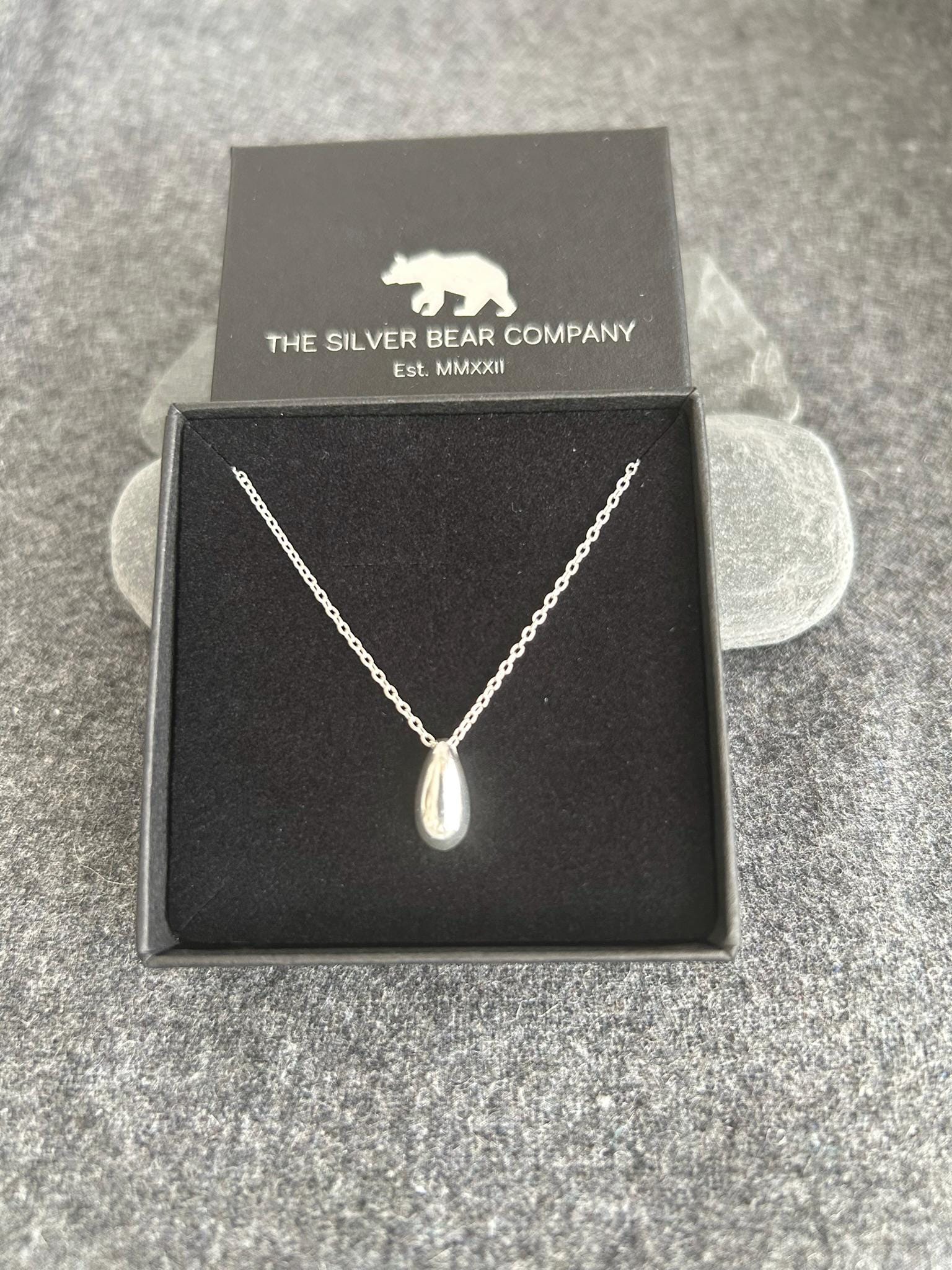 Silver Pear Drop - 925 Sterling Silver Plain Necklaces Boxed