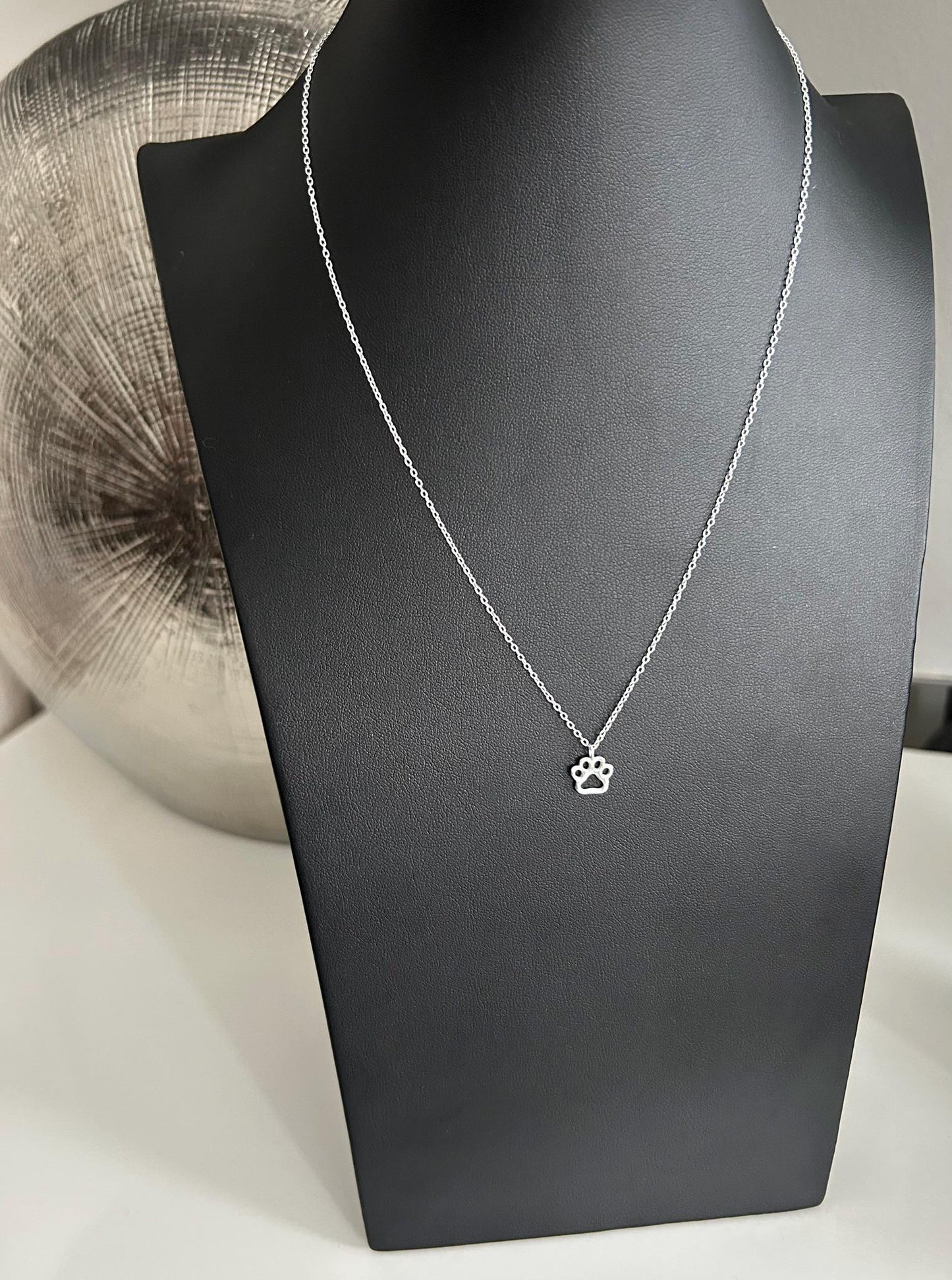 Dog Paw Print - 925 Sterling Silver Plain Pendant Necklace