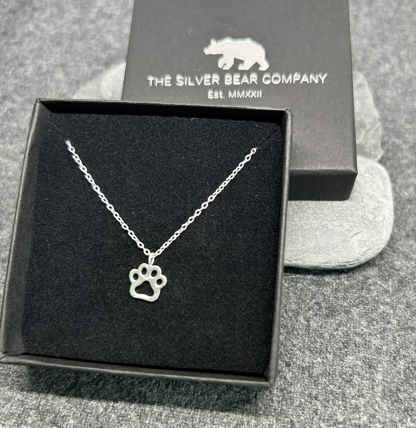 Dog Paw Print - 925 Sterling Silver Plain Pendant Necklace