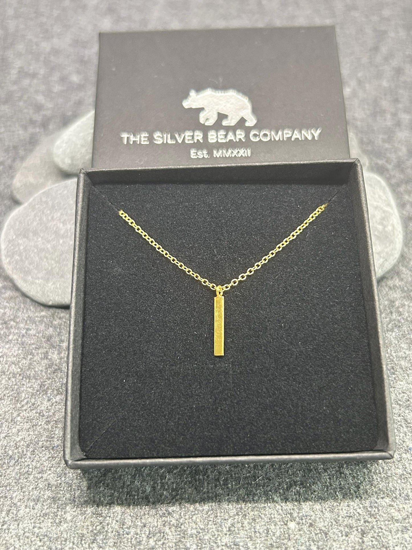 Bar Drop - 14k Gold Plated 925 Sterling Silver Necklace and Pendant. Boxed