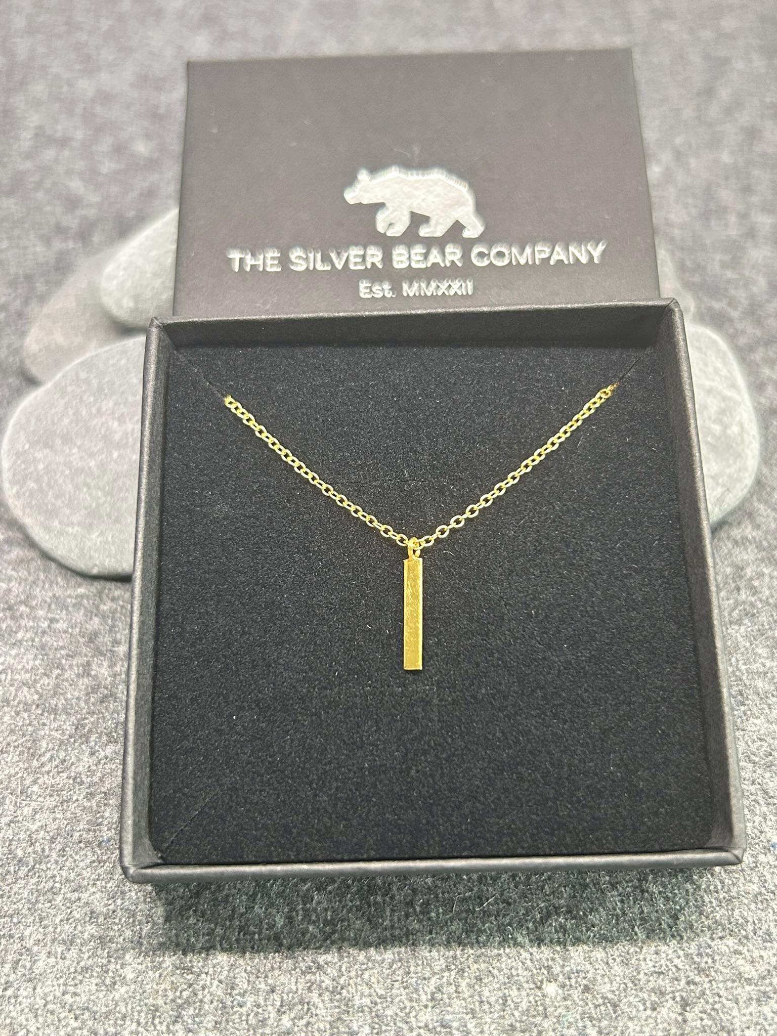 Bar Drop Pendant Necklace in Gold Plated 925 Sterling Silver