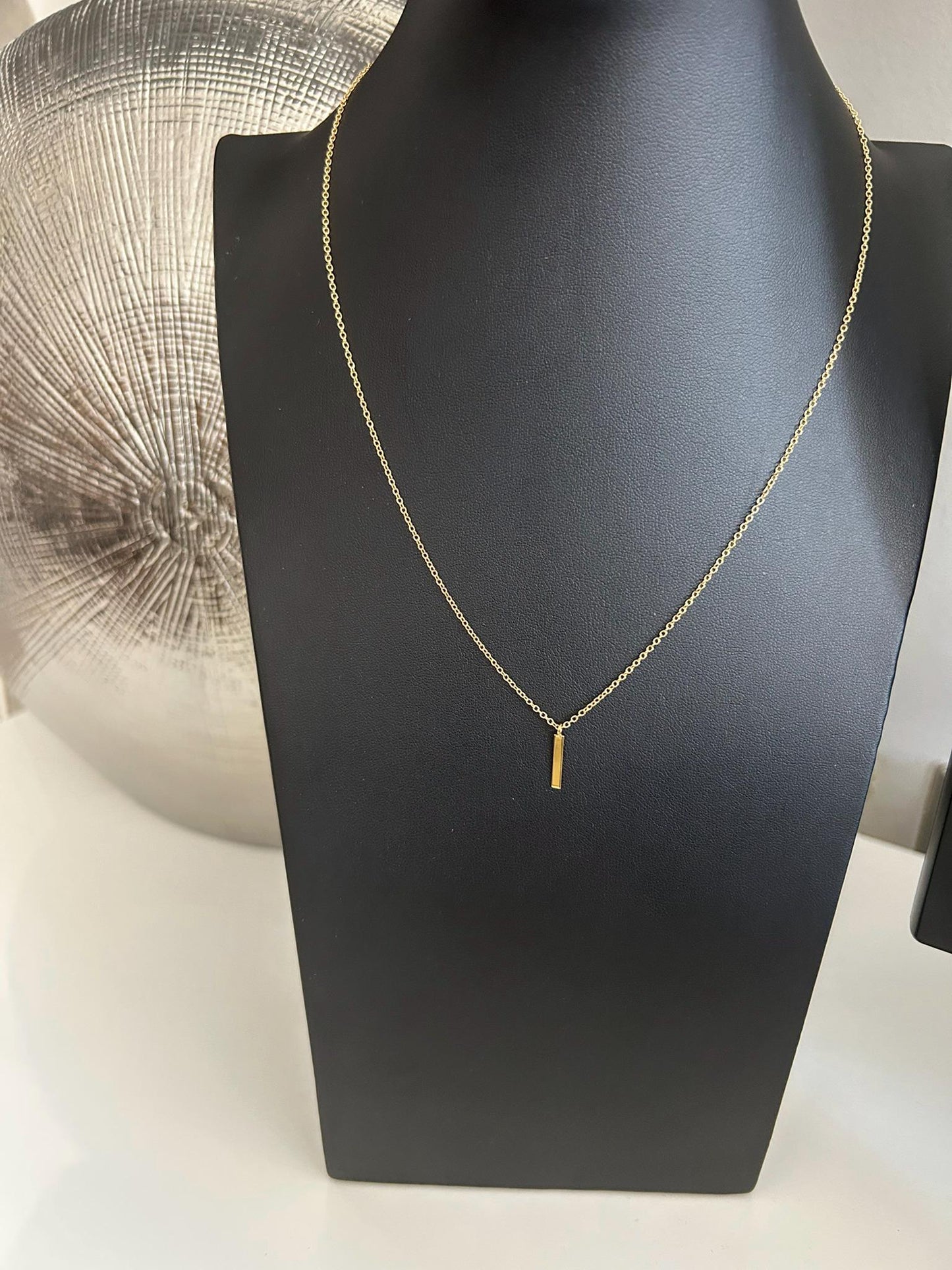 Bar Drop - 14k Gold Plated 925 Sterling Silver Necklace and Pendant. Boxed