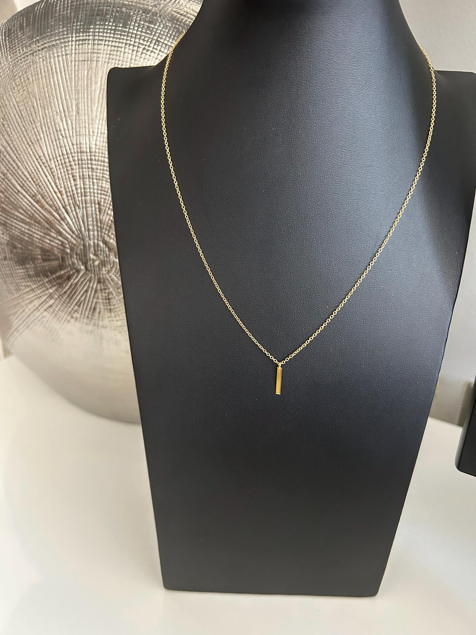 Bar Drop - 14k Gold Plated 925 Sterling Silver Necklace and Pendant. Boxed