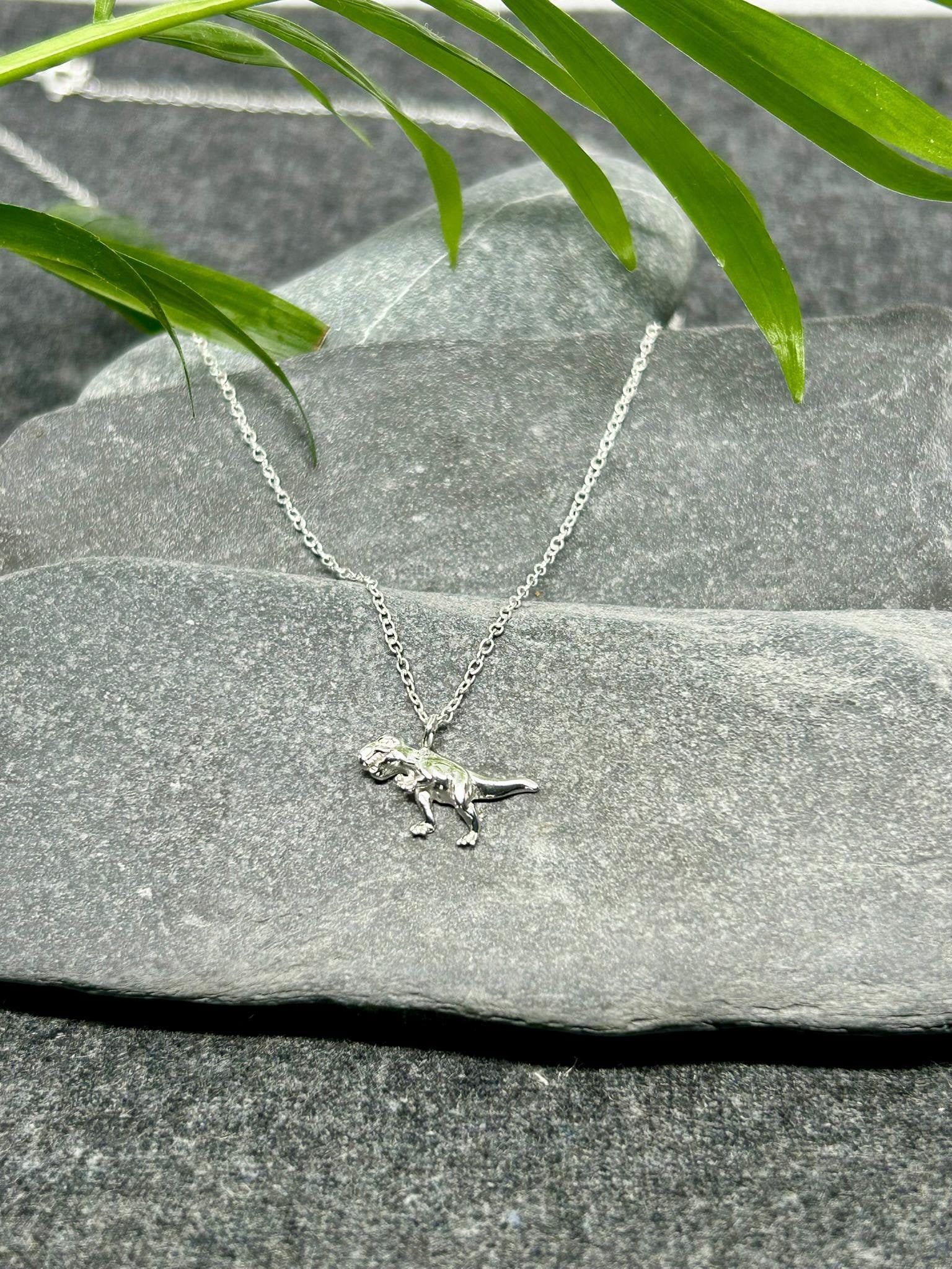 T-Rex Tyrannosaurus Dinosaur - 925 Sterling Silver Plain Necklace Boxed