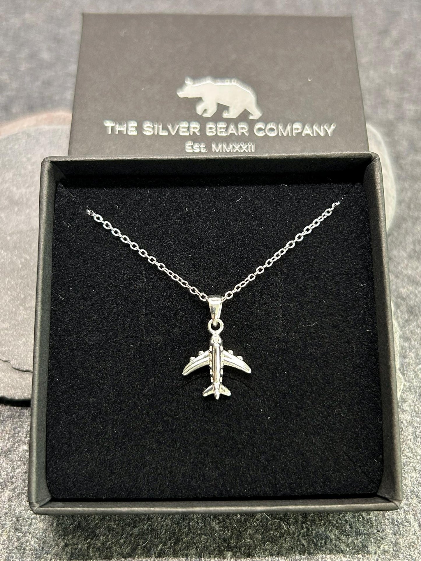 Aircraft - 925 Sterling Silver Plain Pendant and Necklace Boxed