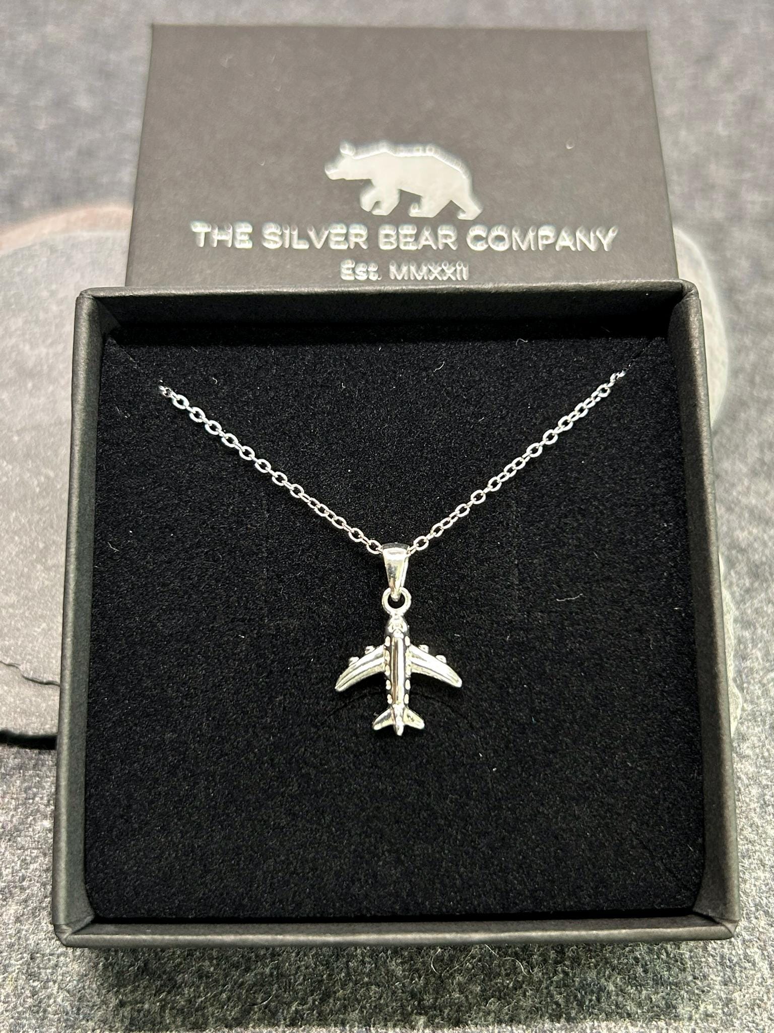 Aircraft - 925 Sterling Silver Plain Pendant and Necklace Boxed