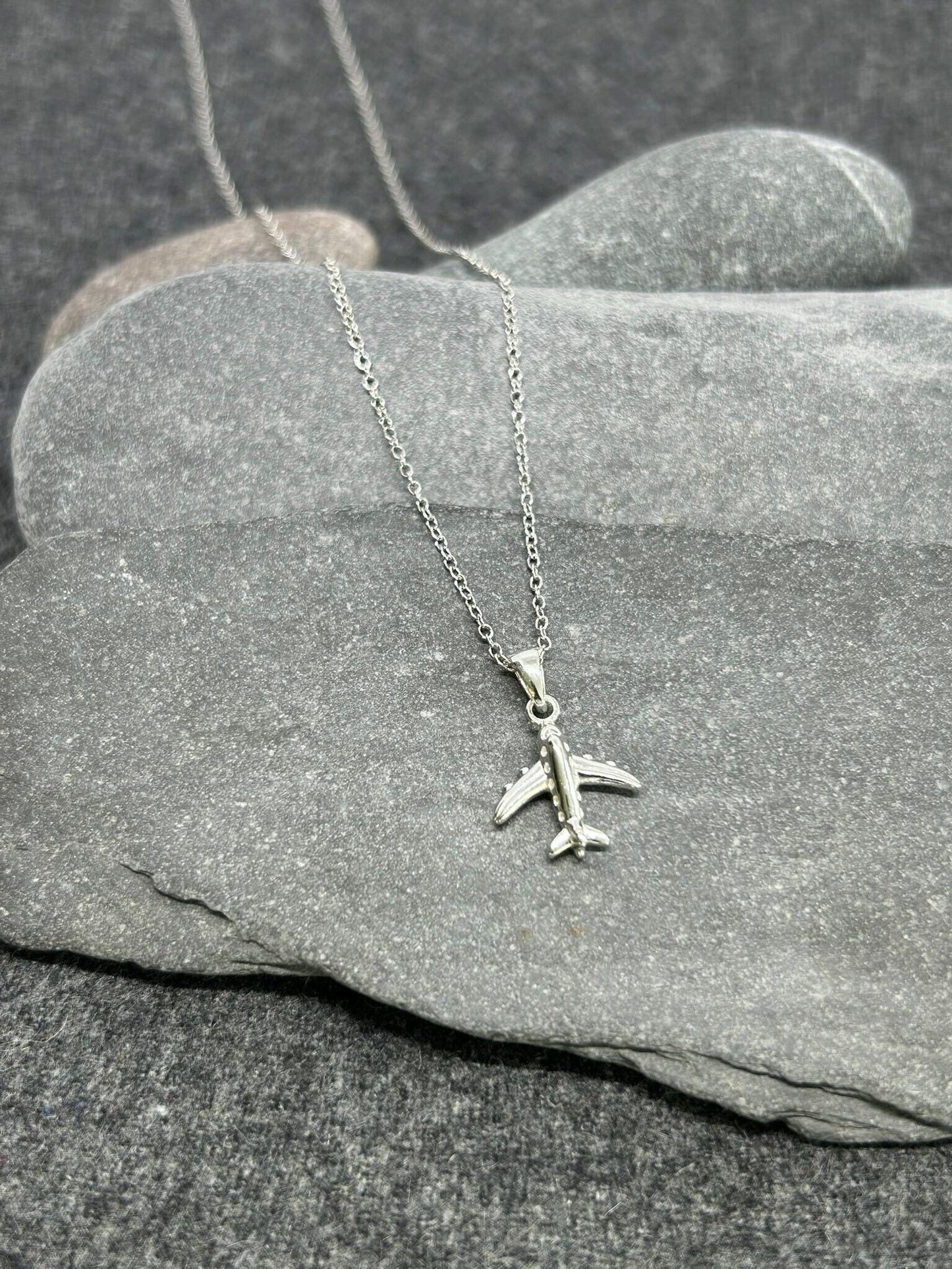 Aircraft - 925 Sterling Silver Plain Pendant and Necklace Boxed