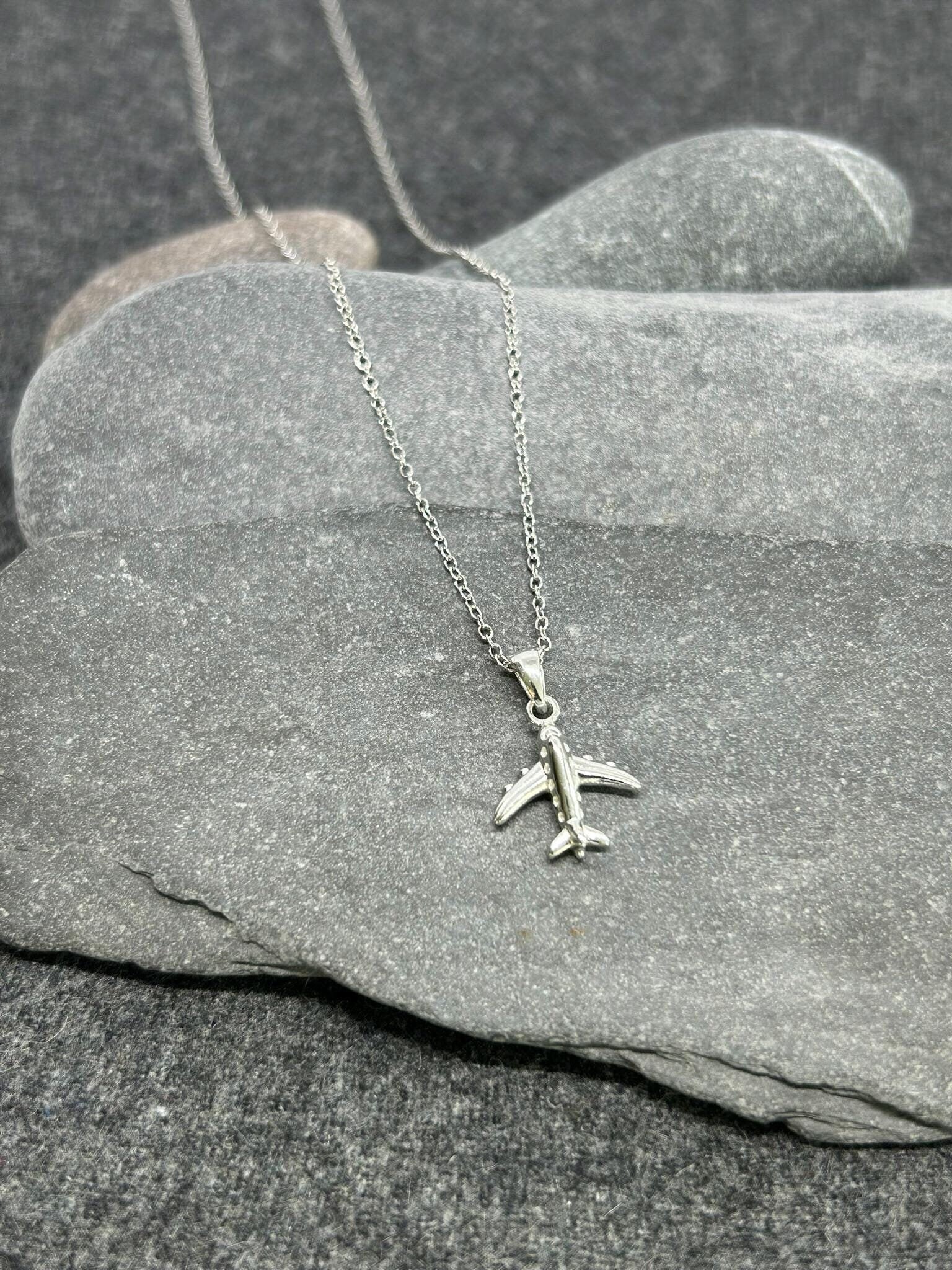 Aircraft - 925 Sterling Silver Plain Pendant and Necklace Boxed
